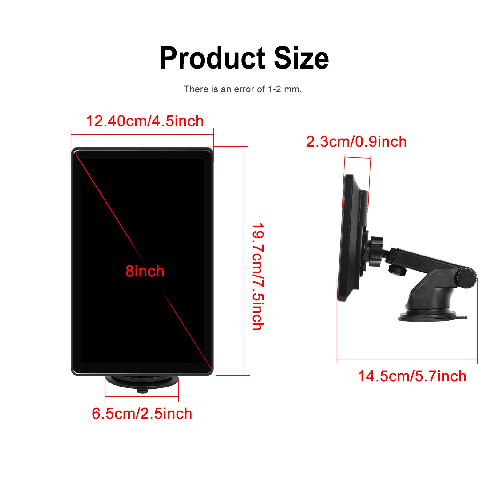 8" Touchscreen Apple CarPlay Android Auto Horizontaal Verticaal Schakelen Weergave