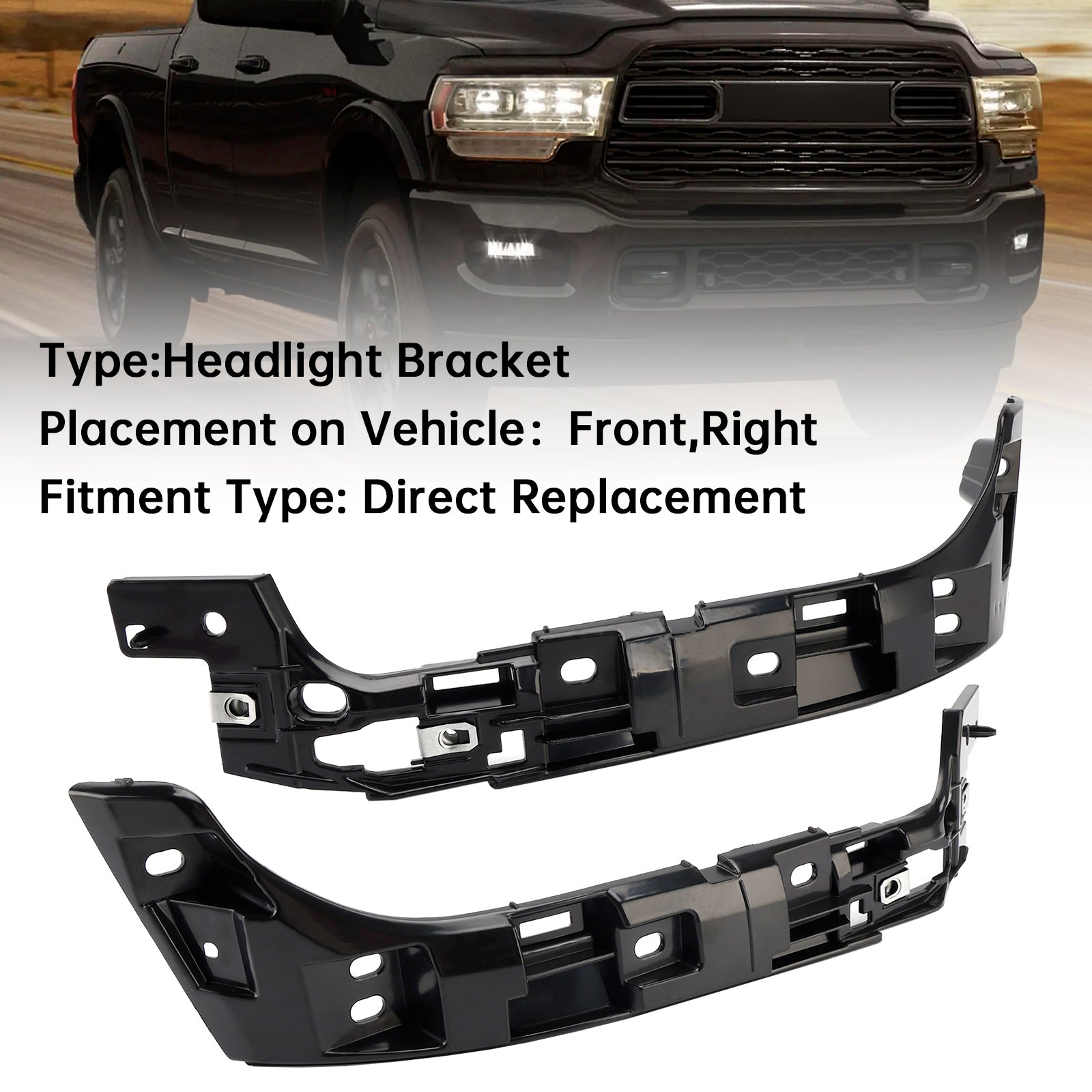 2019-2024 Ram 2500 3500 2Pcs Left Right Headlight Bracket 68448770AA