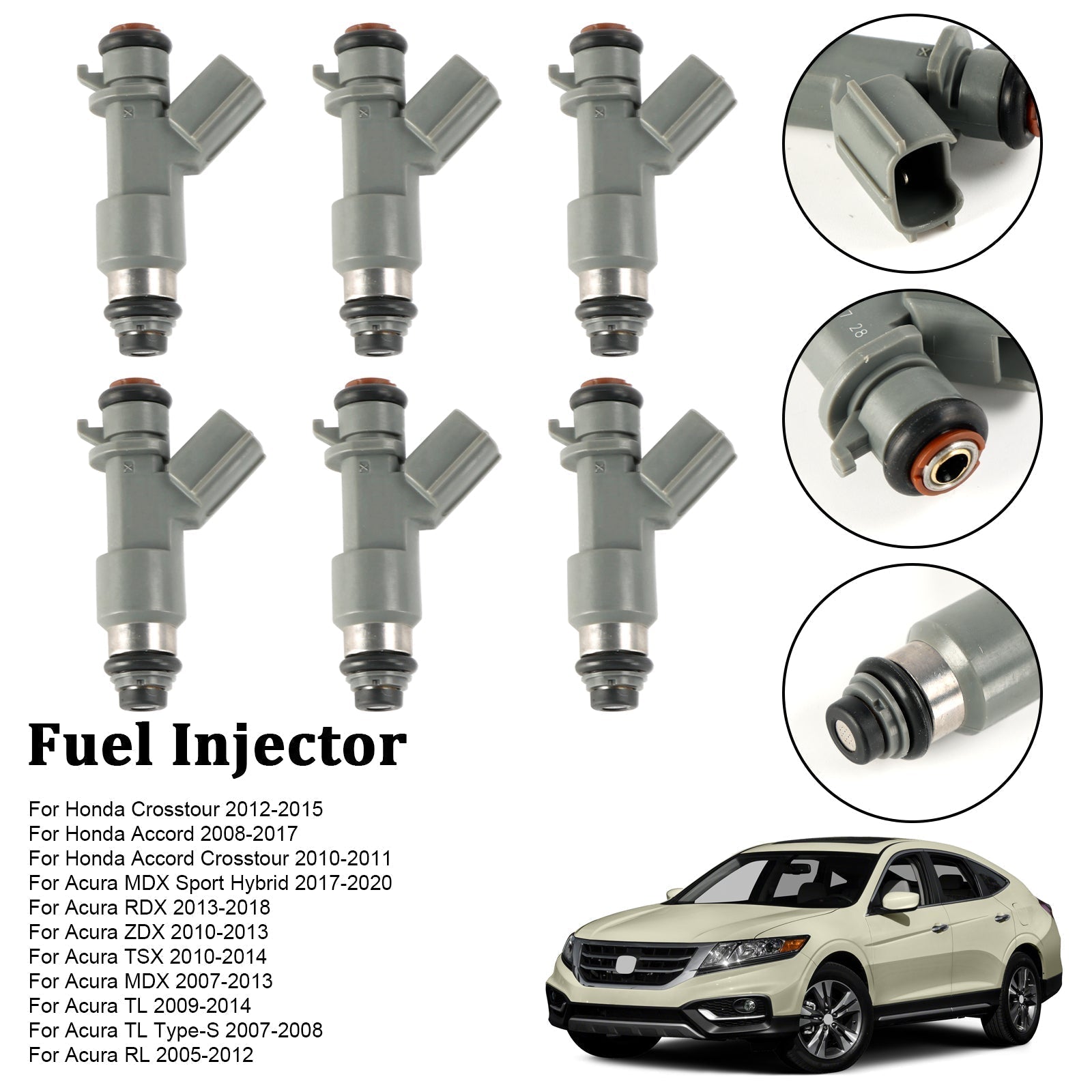 2007-2013 Acura MDX 6PCS Fuel Injector 16450-R70-A01