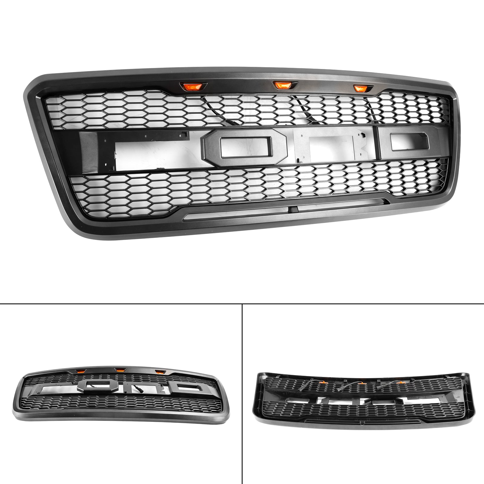 Raptor Style Front Mesh Hood Grille Grill Fit Ford F150 2004-2008 Met LED