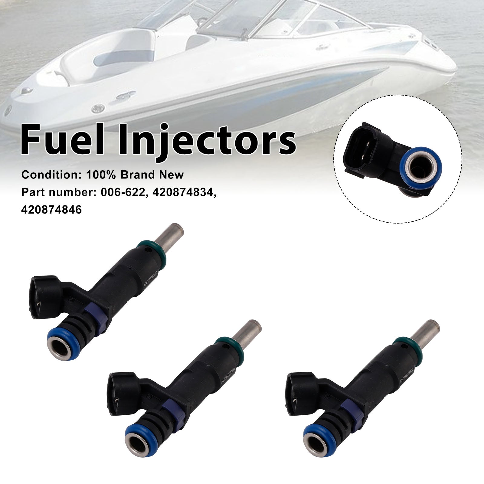 3PC 420874834 Fuel Injectors 420874846 For Sea-Doo GTI 155 GTR 215 RXT 260