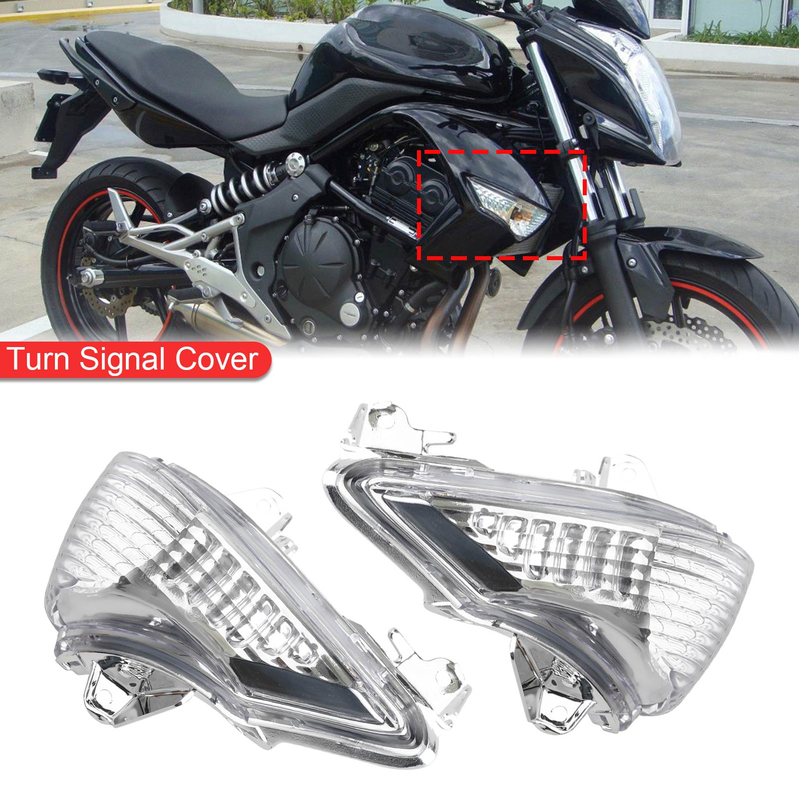 Front Turn Signals Cover For Kawasaki ER-6N EX650 Ninja 650 400R EX400 Clear