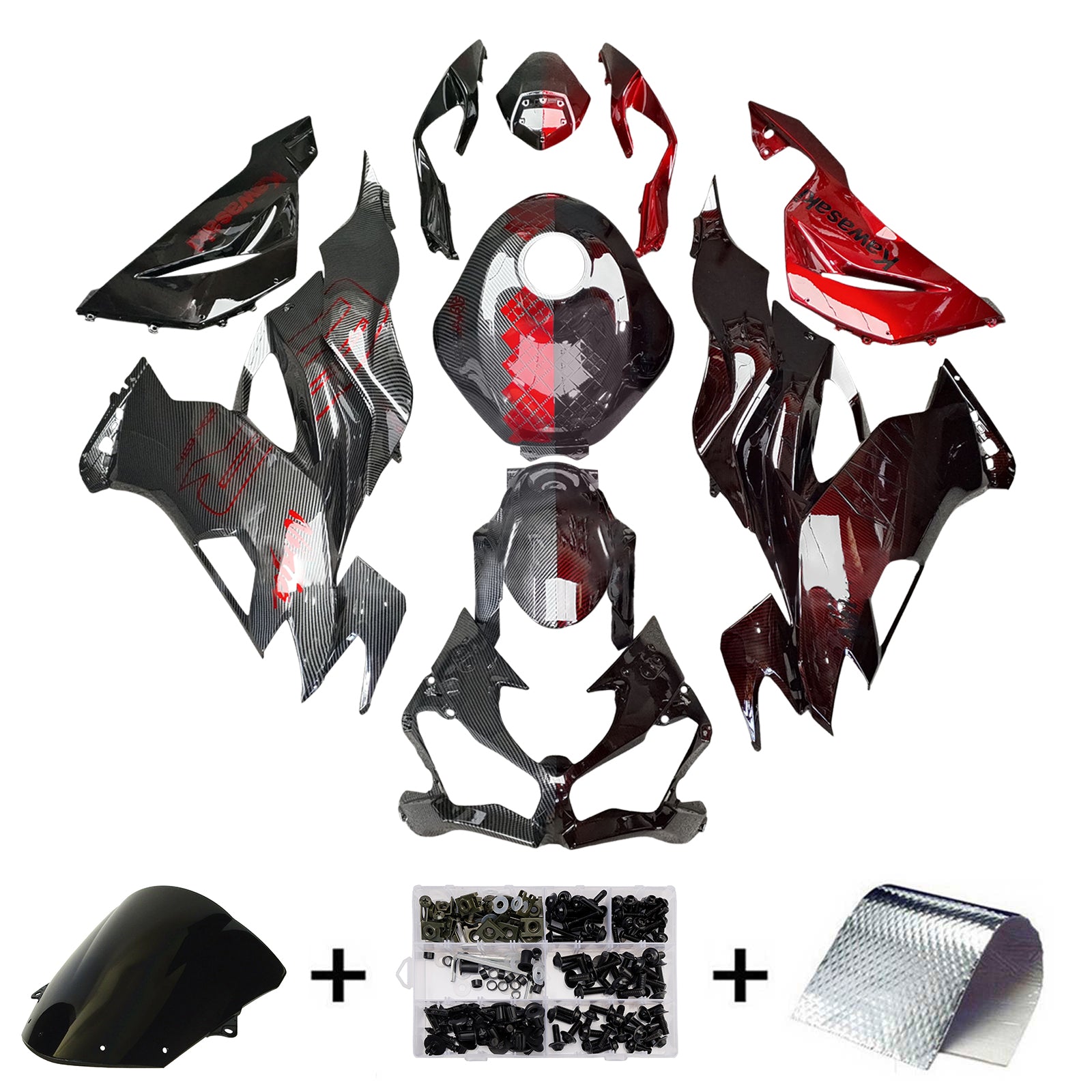 Injeksjon Fairing Kit Bodywork Plast Abs Fit for Kawasaki ZX6R 2019-2023