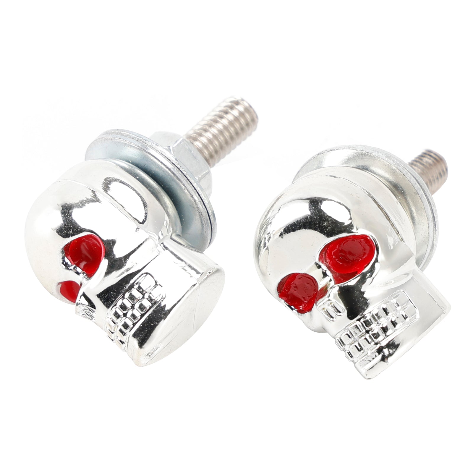 2x Motorcycle Bike Plastic Silver Skull License Plate Bolt On Screw On Frame Nut
