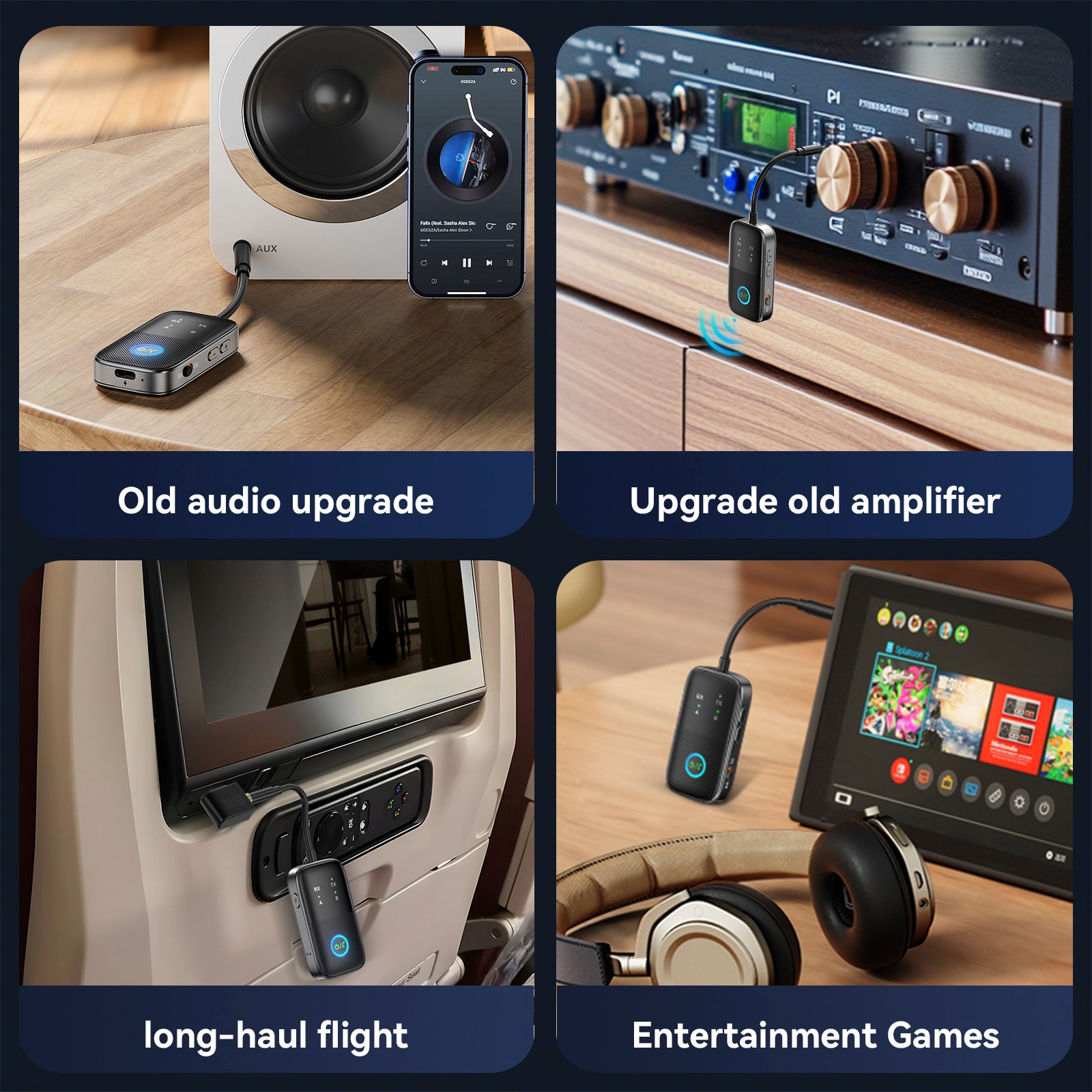 Bluetooth mottaker sender to-i-ett aux bil håndfri adapter to-to-to