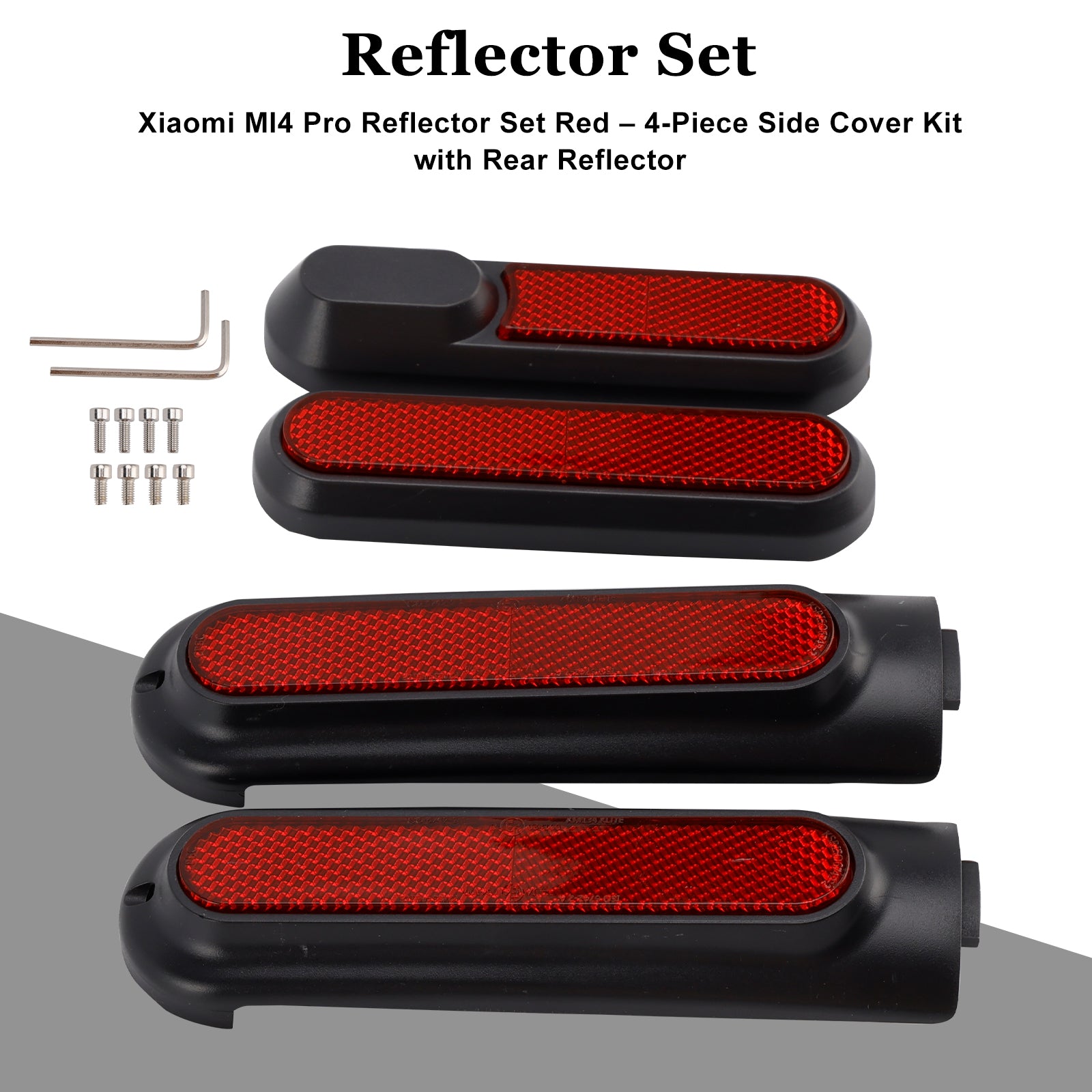 Conjunto de 4 tampas laterais de scooter com refletor traseiro para Xiaomi 4 Pro (1ª geração)