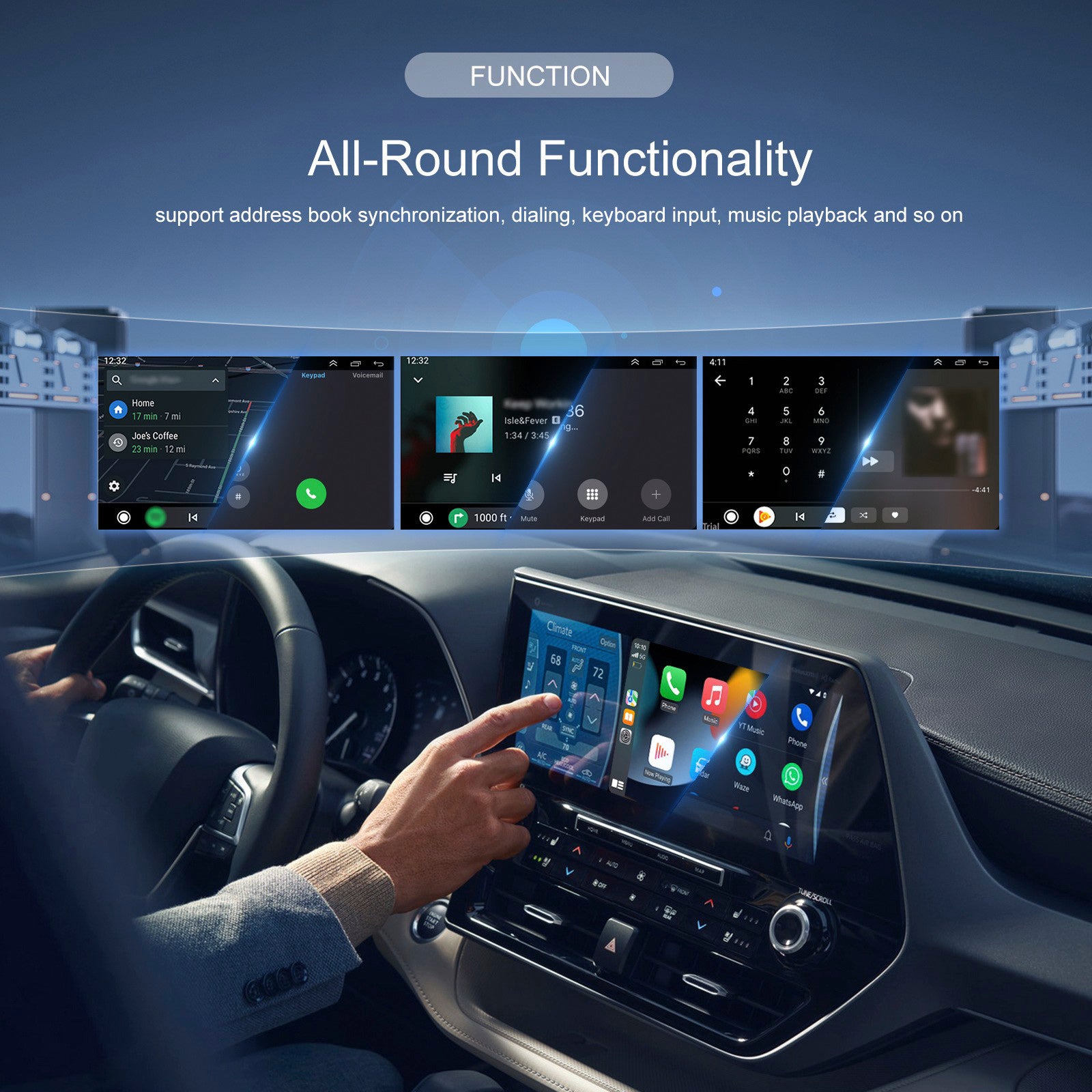 2 i 1 USB Car Dongle Connect Box Trådlös Apple Carplay Android Auto Adapter