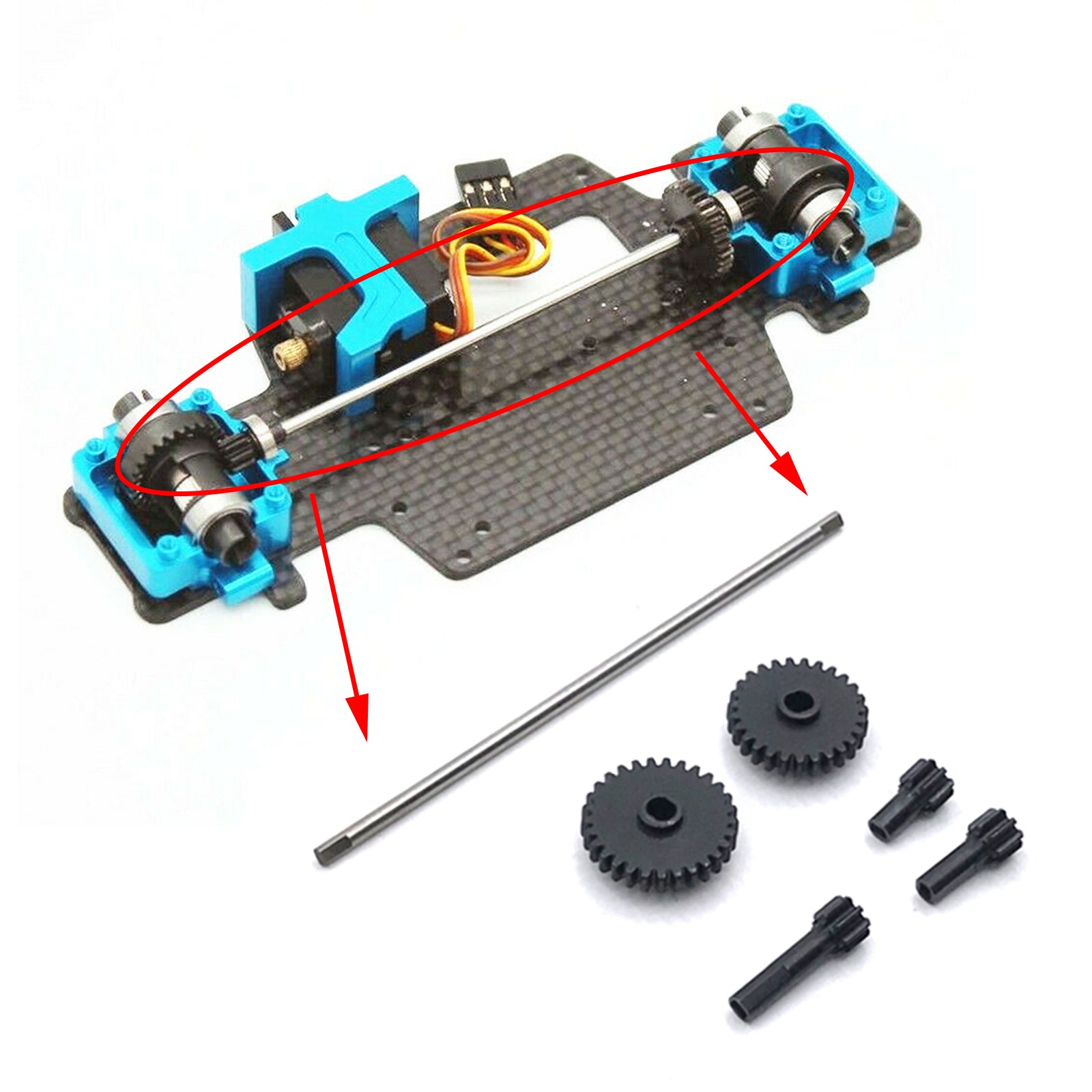 Stalen differentieel aandrijfuitrusting voor Wltoys 1/28 RC auto 284131 K979 K989 K999