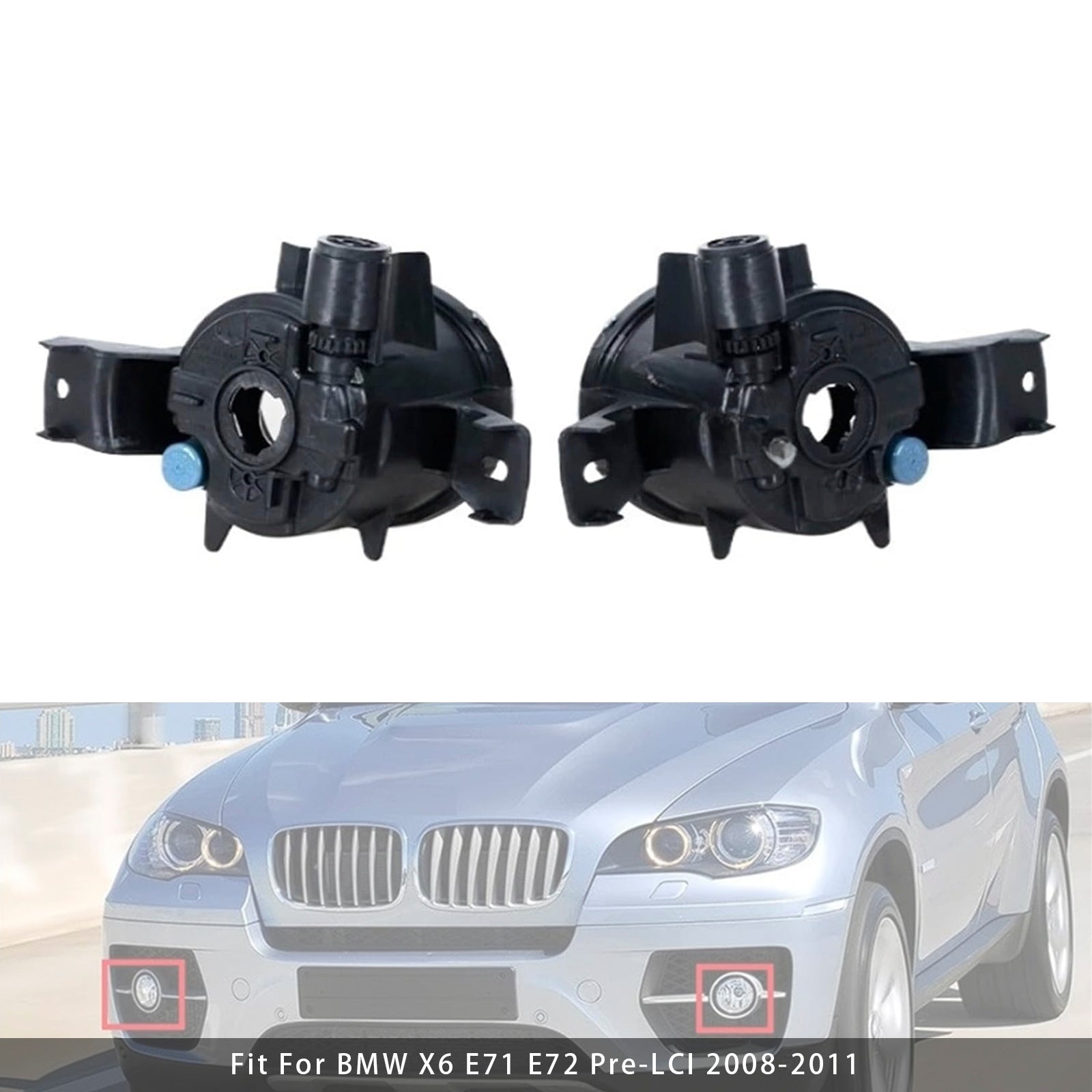 2008-2011 BMW X6 E71 E72 Pair Front Fog Light Lamps Without Bulbs 63177187631