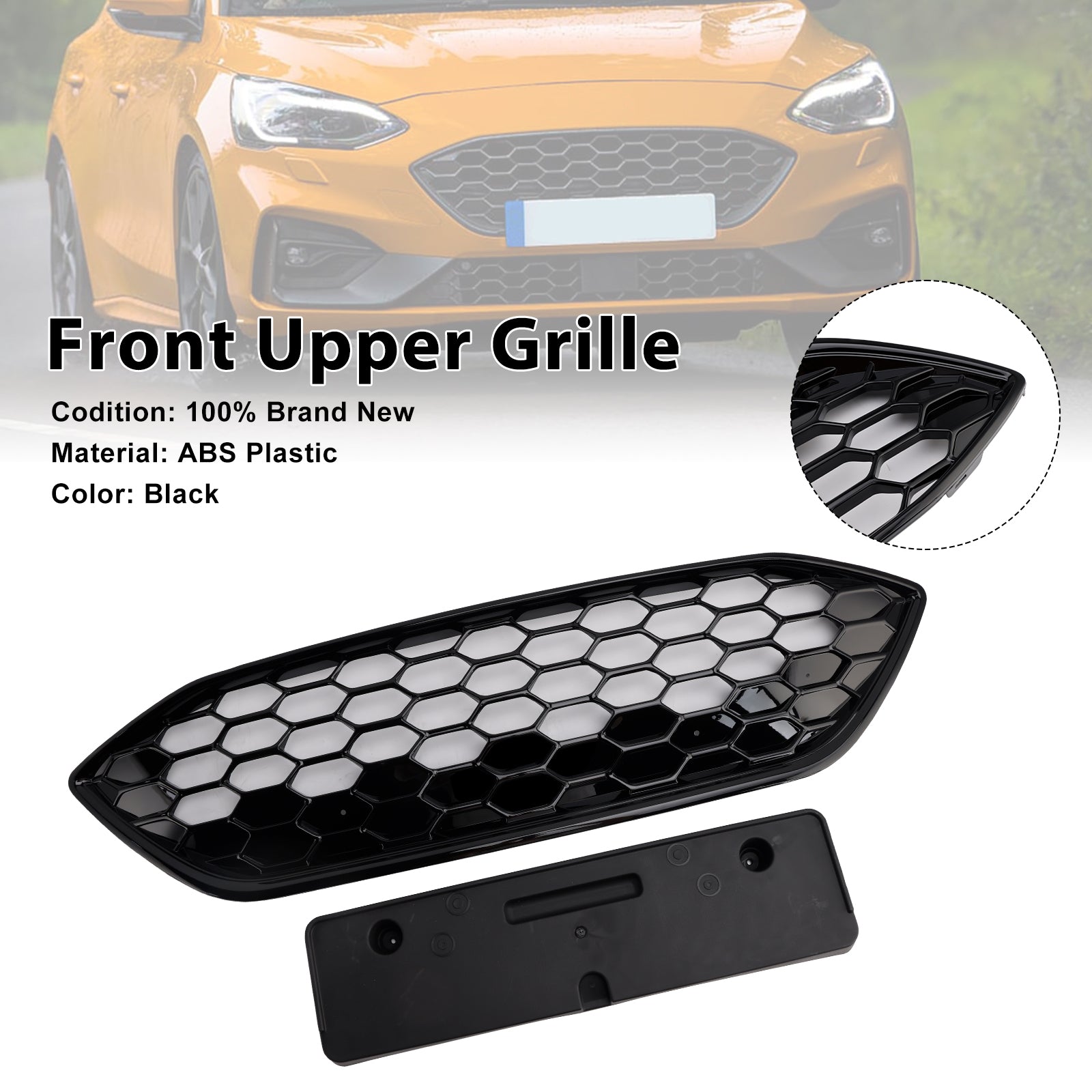 2018-2021 Ford Focus ST + ST Line MK4 Gloss Black Front Bumper Grille Grill