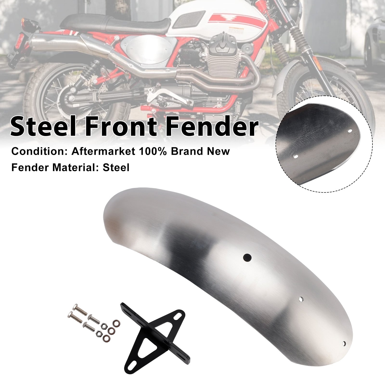 Garde-boue avant en acier adapté pour MOTO GUZZI V7 II Stone Classic Special 10-16
