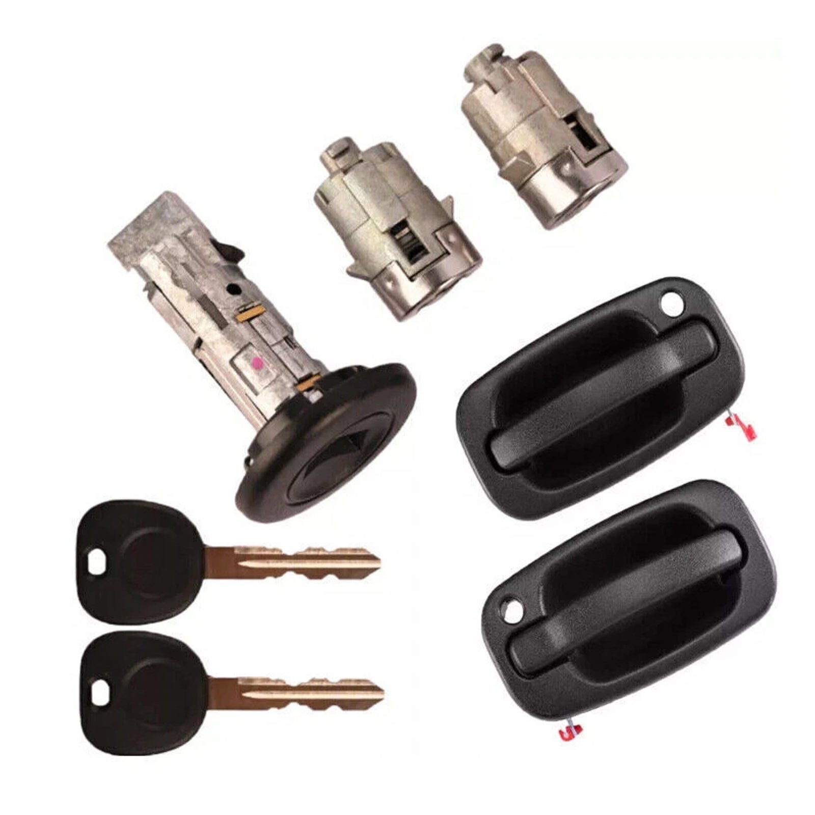 Exterior Door Handle & 2 Door Lock Set & 2 SAME KEYS For GM Chevy 2001-2006