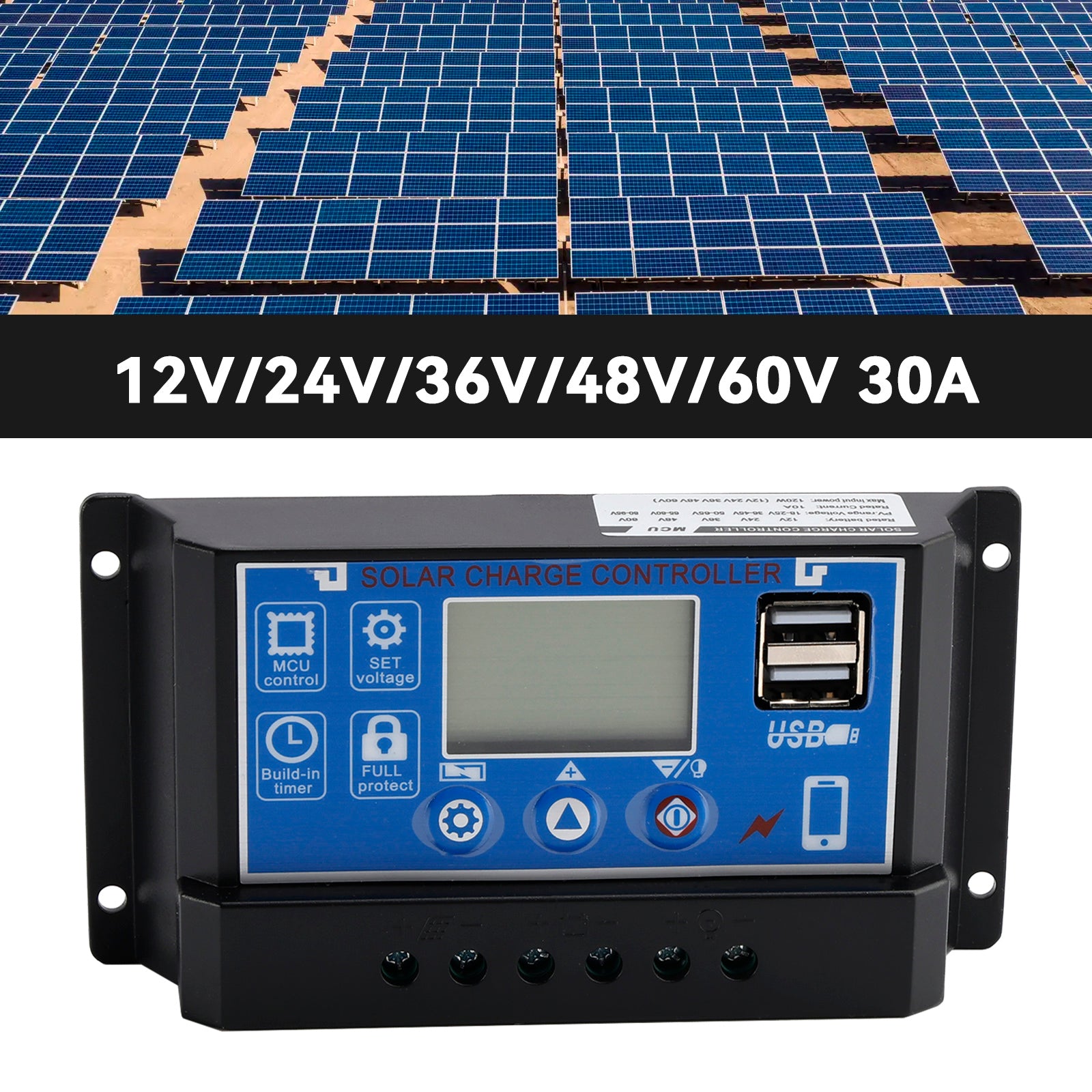 12V-60V PWM Solar Controller Weergave huidige zonne-straatverlichting Controle 0V Start
