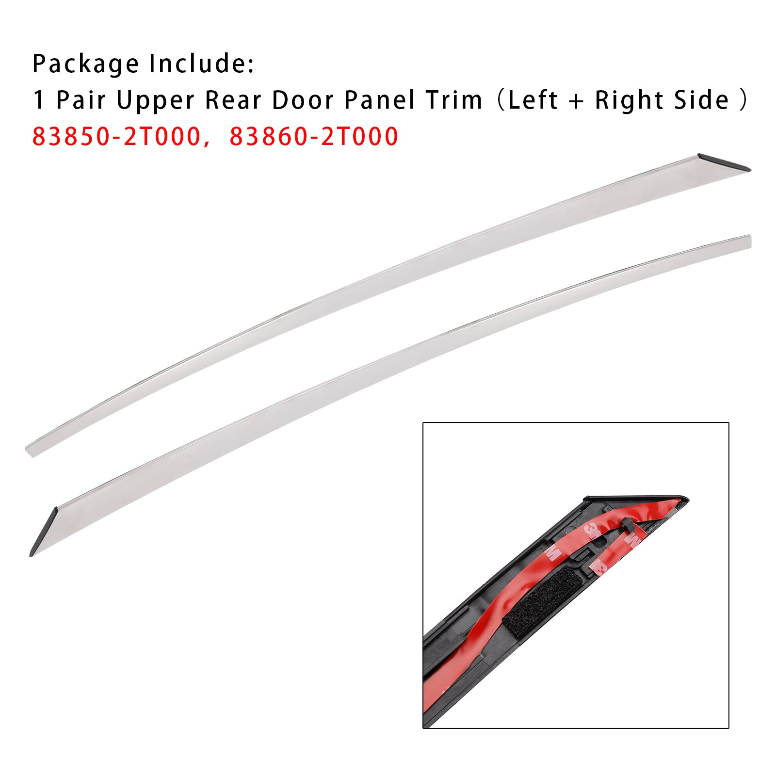 2011-2015 Kia Optima Left+Right Upper Rear Door Panel Trim Molding