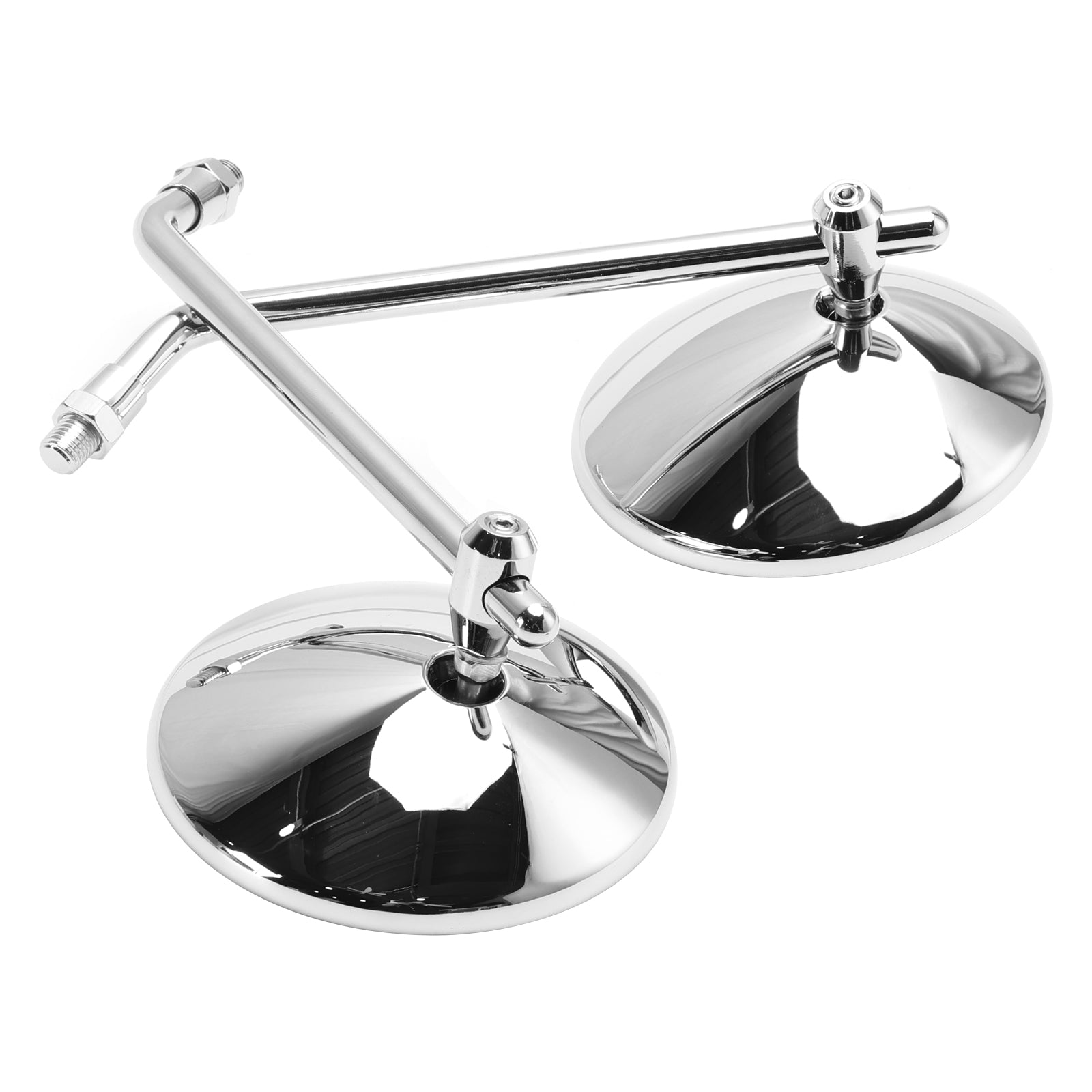 4" Round Chrome Classic Small Mirror with E-Mark M10 Mirrors For Japanese Bikes