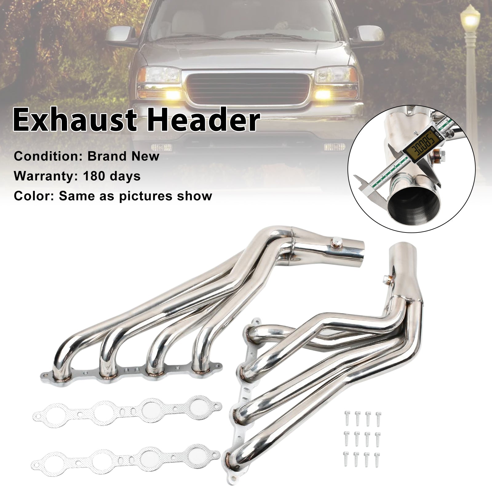 Exhaust Manifold Header Fit Chevy 1999-2006 1-3/4" GMC Sierra 4.8 5.3 6.0 V8