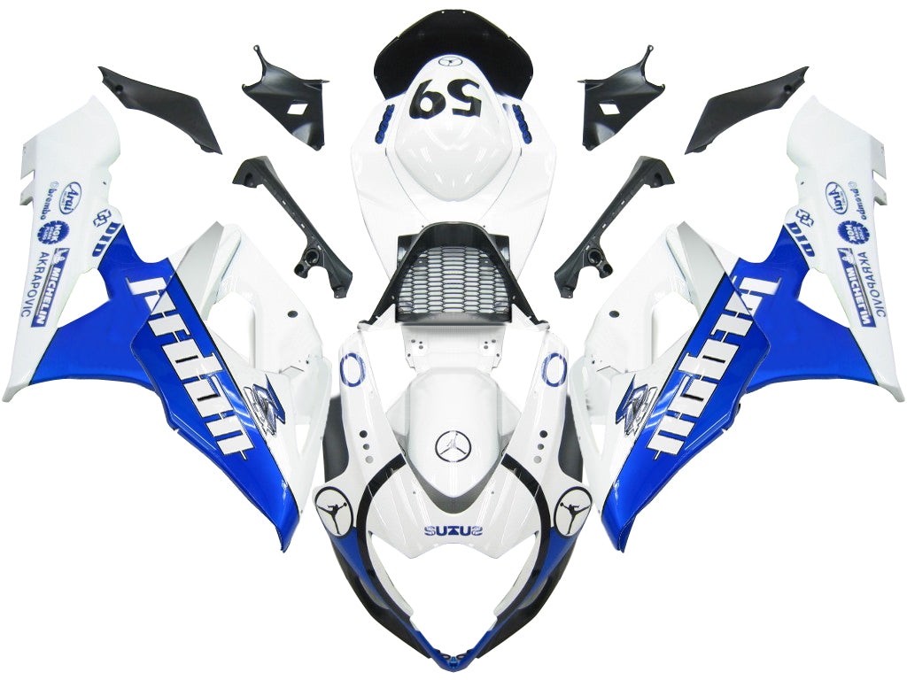 2005-2006 GSXR1000 Bodywork Fairing White ABS Injection Molded Plastics Set Generic