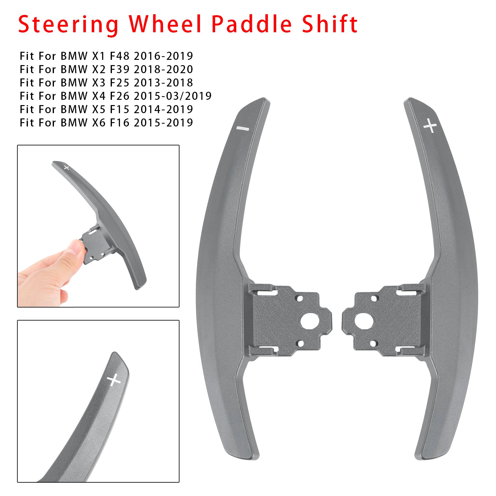 Paddelväxelförlängning för BMW F-serie F30 F31 F32 F10 X3 X5 aluminiumgrå