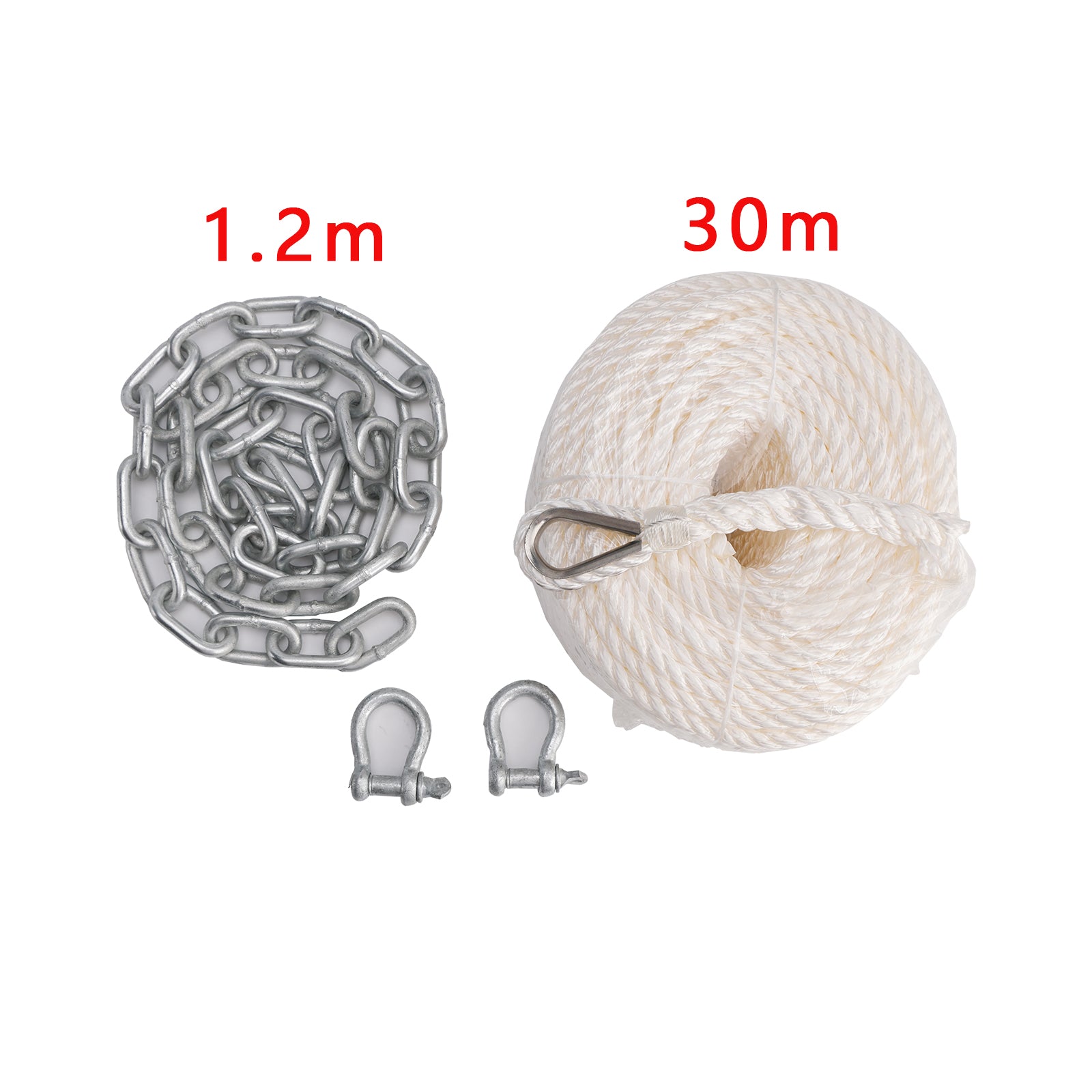 Kit gegalvaniseerd bootanker 13 lbs schuifanker & Ketting & Touw Zilver Voor Boot 13lbs