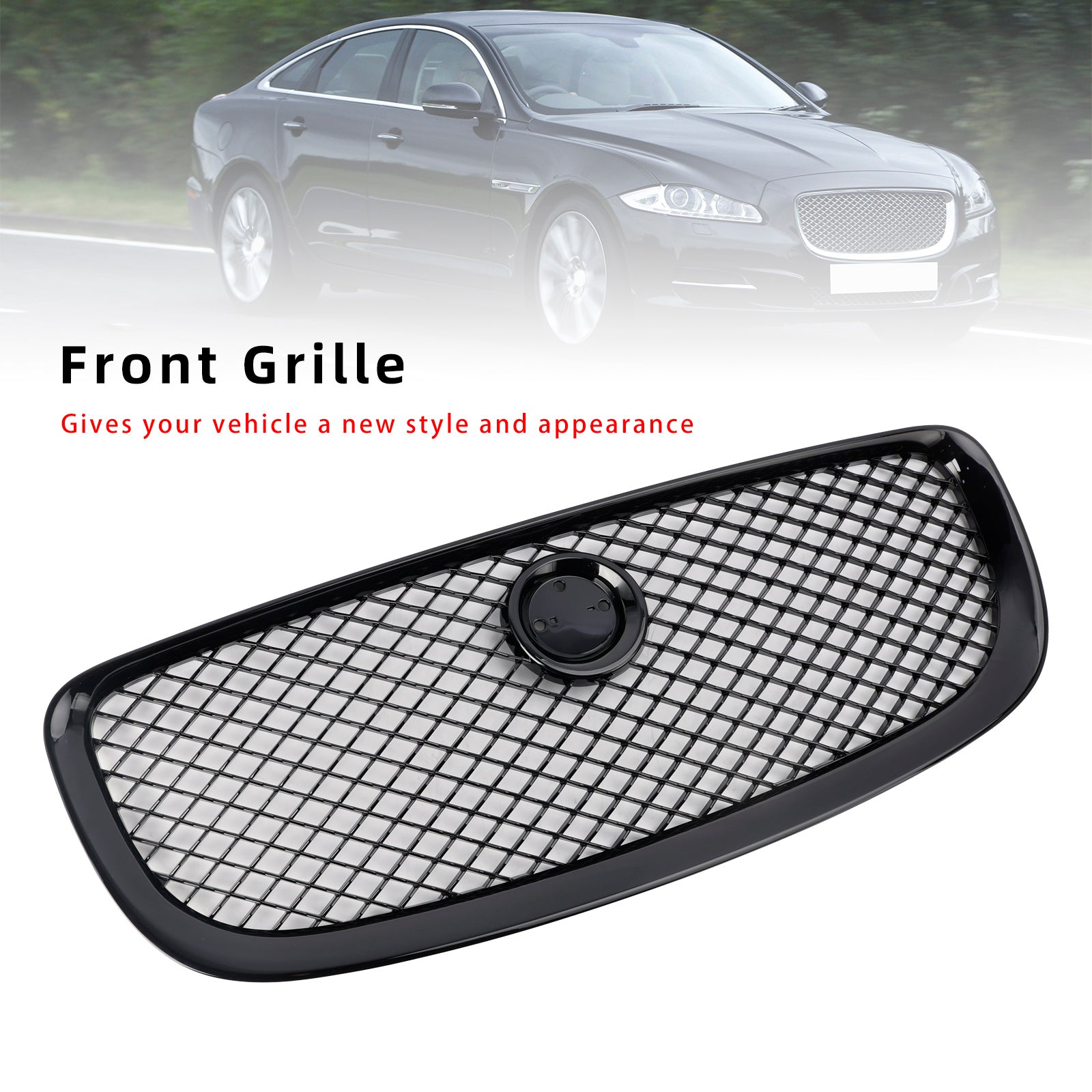 2010-2015 Jaguar XJ Gloss Black Front Bumper Grill Grille