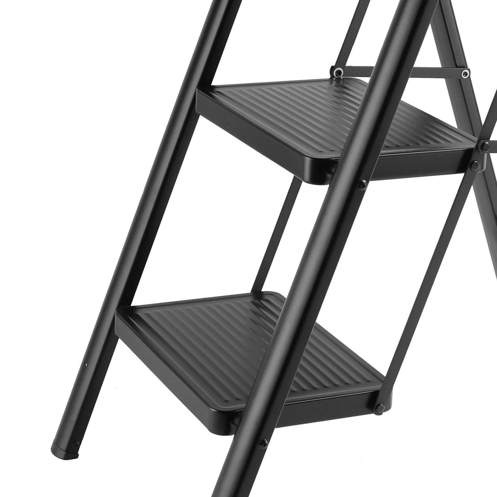 Stepladder, 3 Tiers, Foldable, Aluminum, Wide, Lightweight, Compact, Ladder