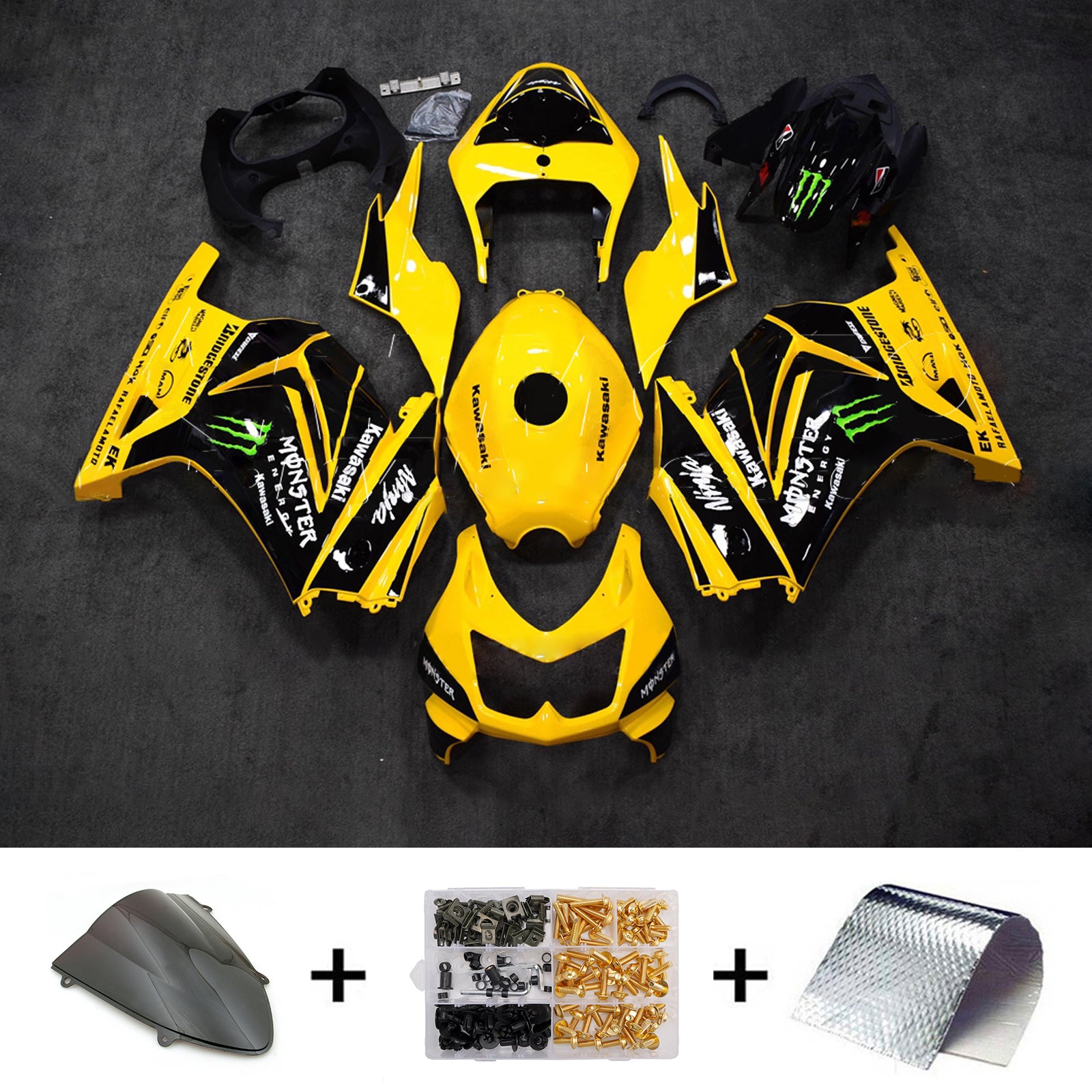 Kit carena iniezione carrozzeria in plastica ABS adatta per Kawasaki EX250 Ninja250R 2008-2012