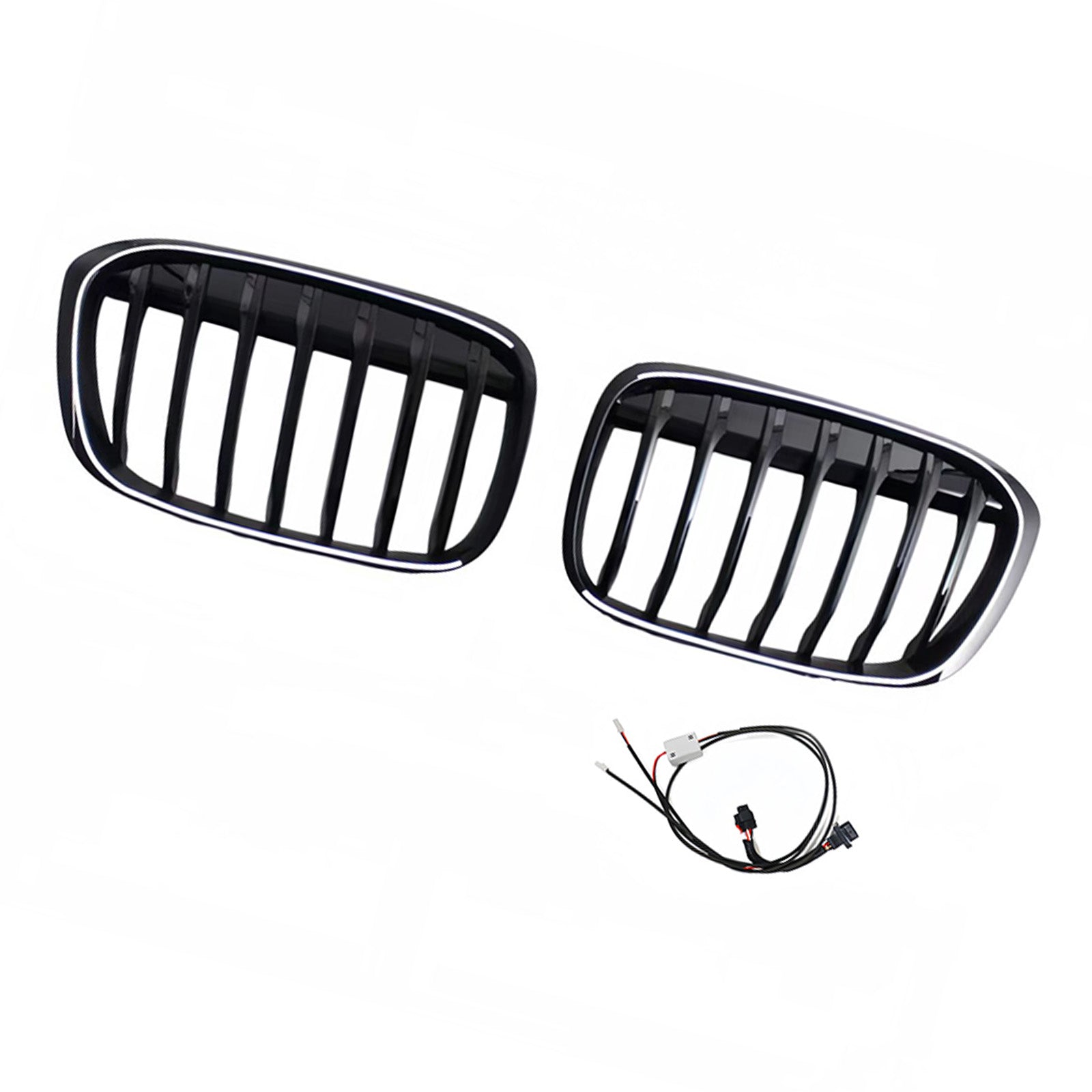 2016-2019 Fit BMW X1 F48 F49 2PCS Gloss Black Front Kidney Grill Grille