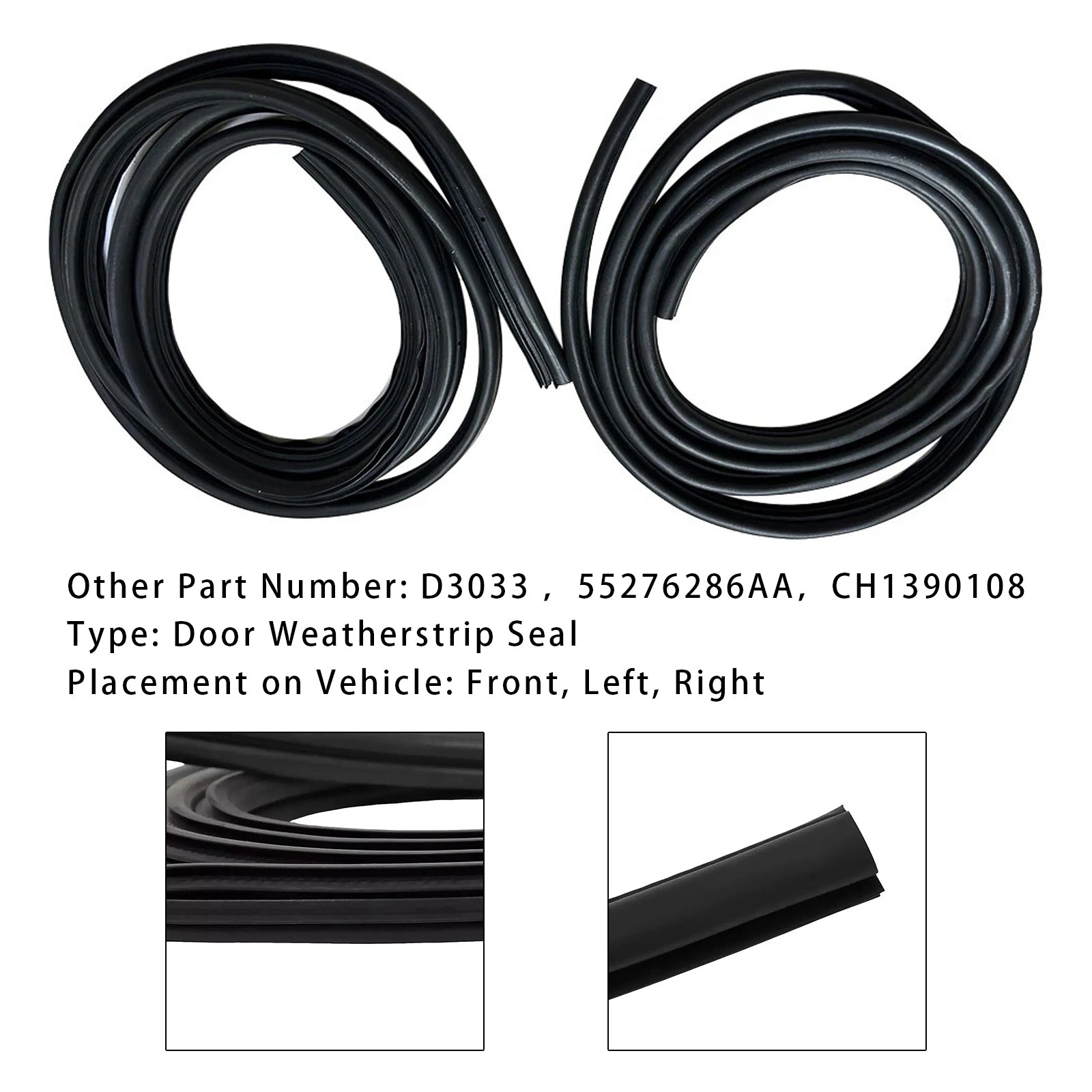 2pcs inngangsdør Weatherstrip Seal for Dodge Ram 1500 2500 3500 1994-2002