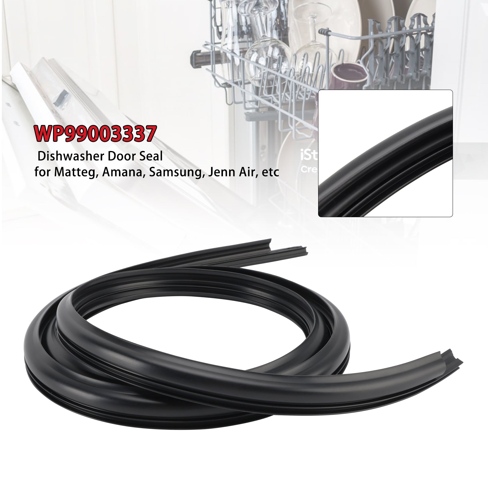 WP99003337 Deurafdichting vaatwasser voor Maytag Amana Samsung Jenn Air etc
