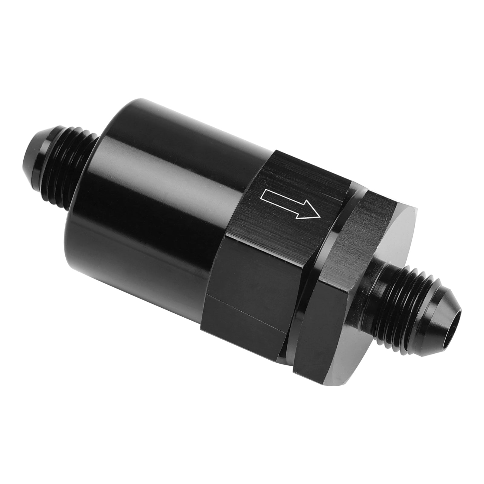 AN6 Black Inline Fuel Systems Filter Adapter With 30 Micron Filter Element
