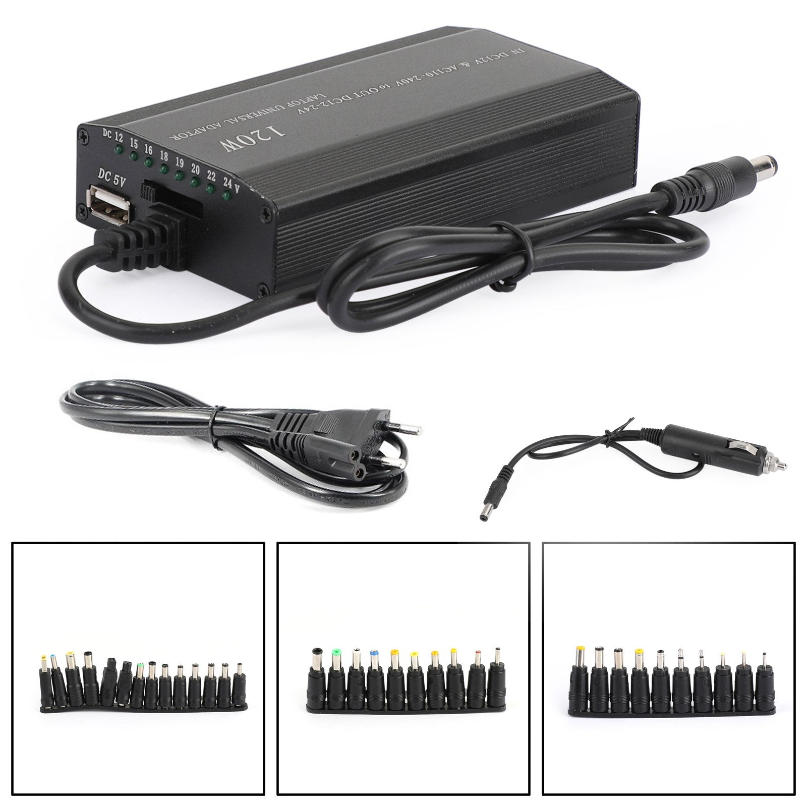 Chargeur d'alimentation universel 120W pour PC portable, alimentation AC/DC, 34 embouts, prise ue, chargeur universel 120W pour voiture et maison, 34 embouts, pour ordinateur portable, Notebook, prise ue