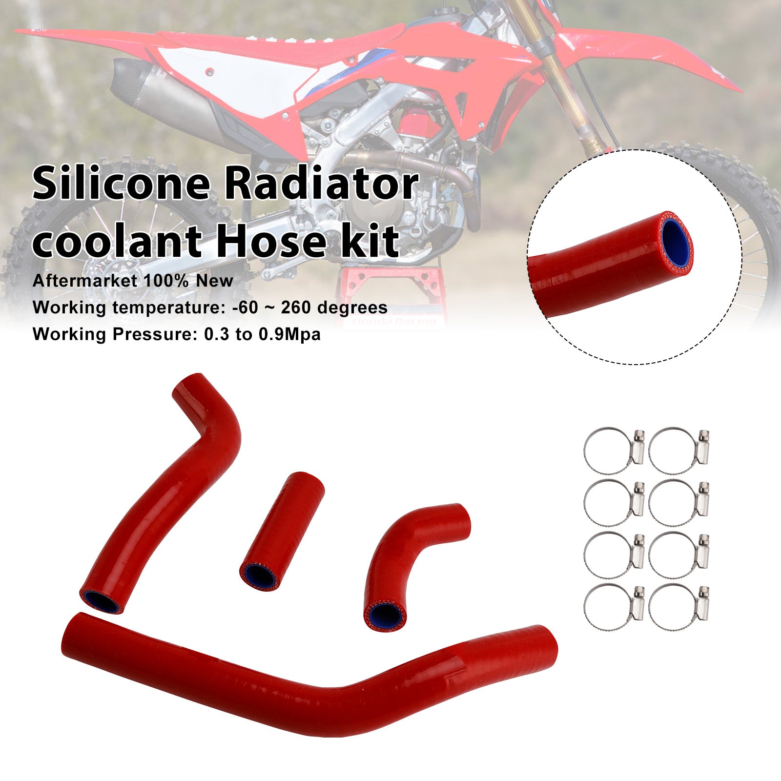 Silicone Radiator coolant Hose kit Fit For Honda CRF450R RX RWE 21-25