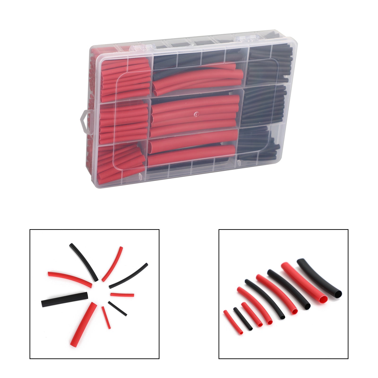 300Pcs Heat Shrink Tubing Kit 3:1 Ratio Dual Wall Adhesive Lined Kit Black Red