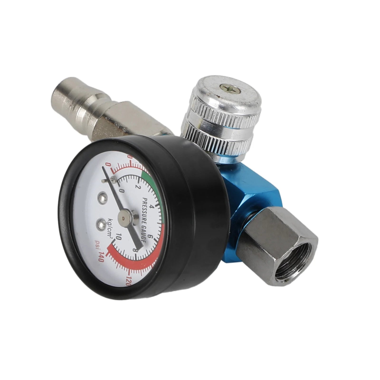 Blue Mini Air Regulator Valve Tool 1/4" Pressure Switch Gauge For Paint Gun