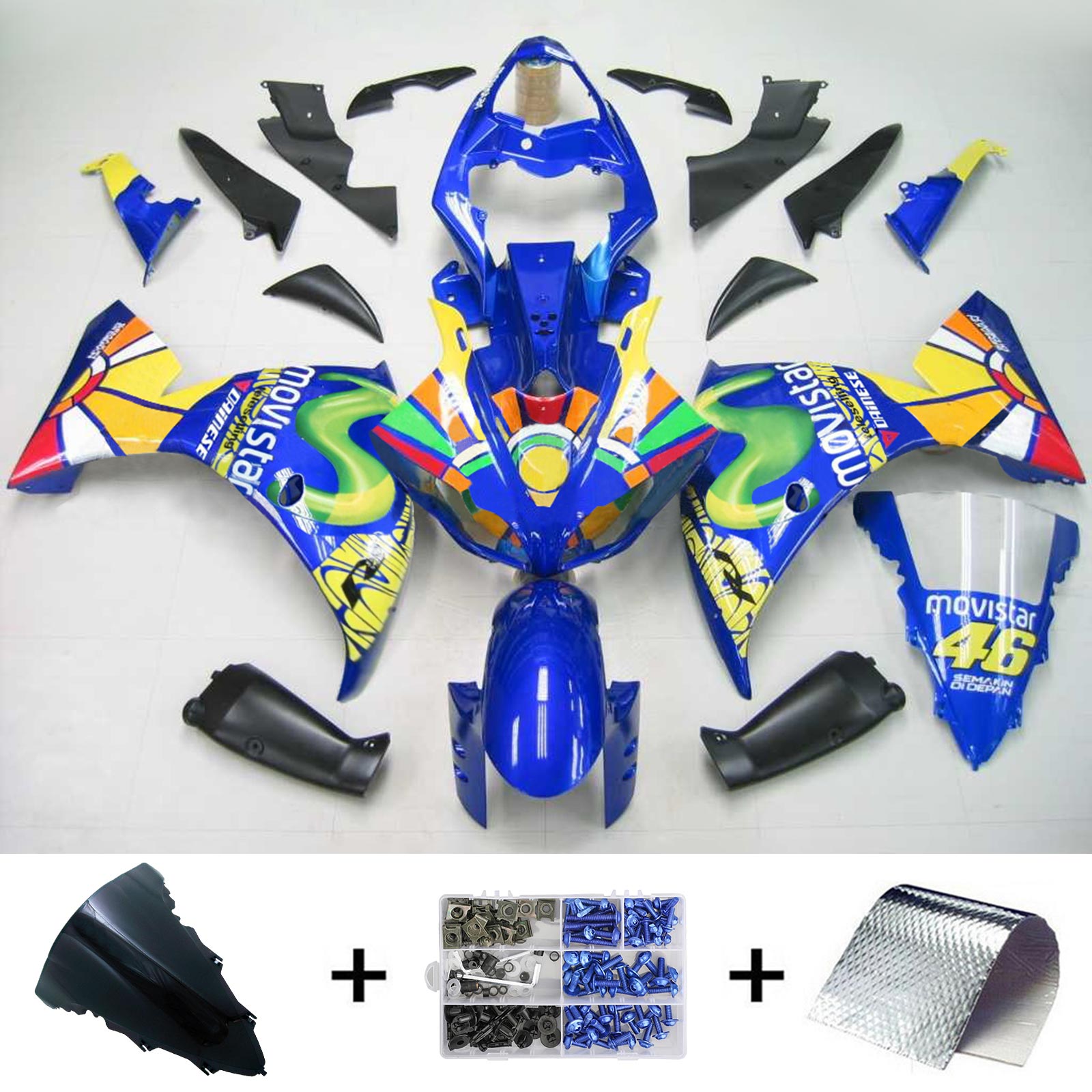 2009-2011 Yamaha YZF 1000 R1 Kit de carénage d'injection carrosserie plastique ABS #110