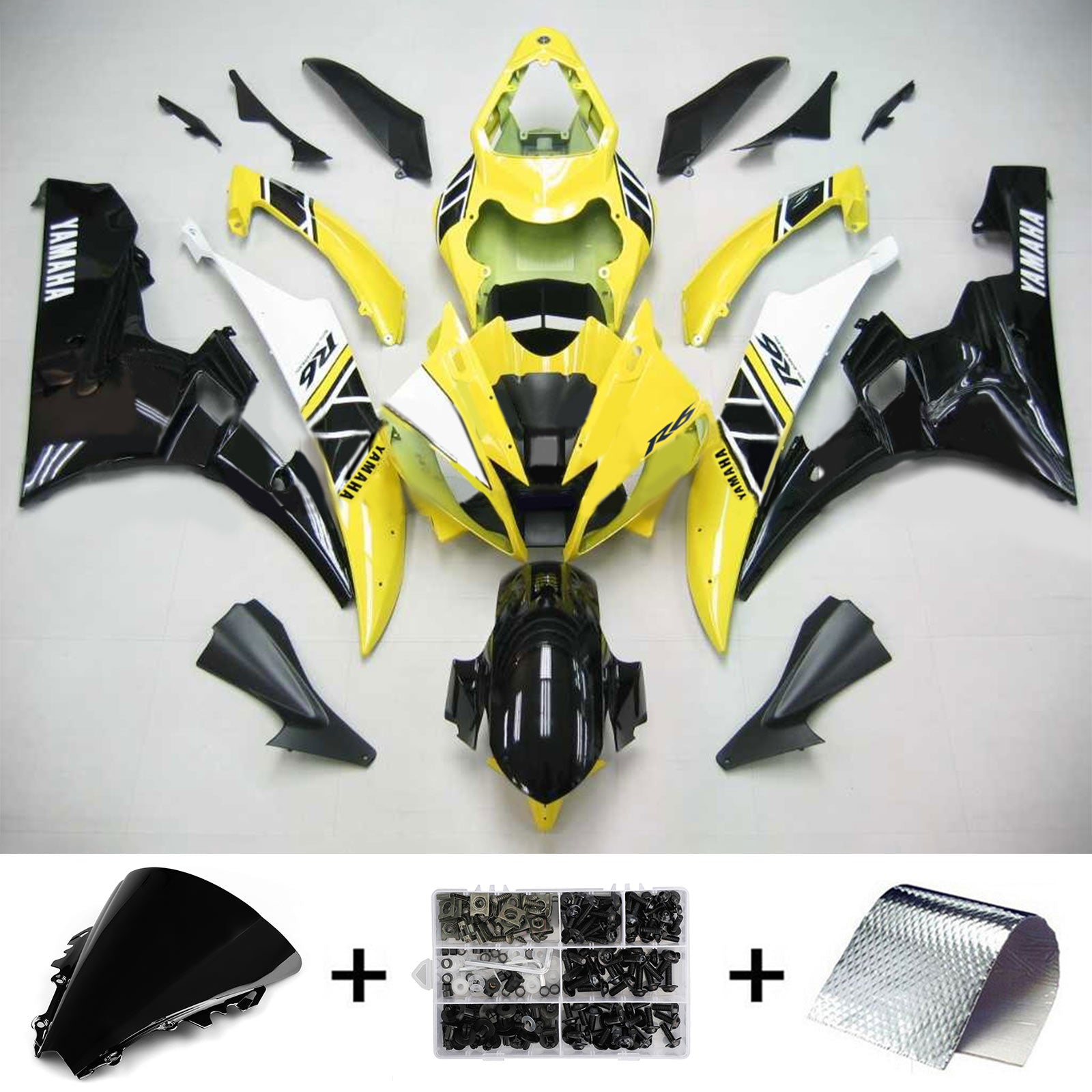 2006-2007 Yamaha YZF 600 R6 Amotopart Kit de carénage d'injection carrosserie plastique ABS #105