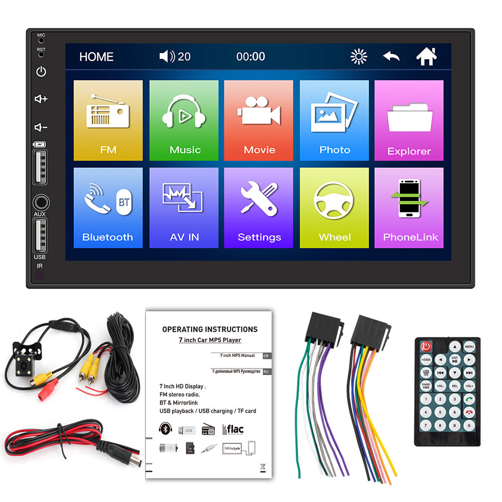 7 inch Bluetooth dubbel USB touchscreen autoradio radio MP5 FM / AUX + camera