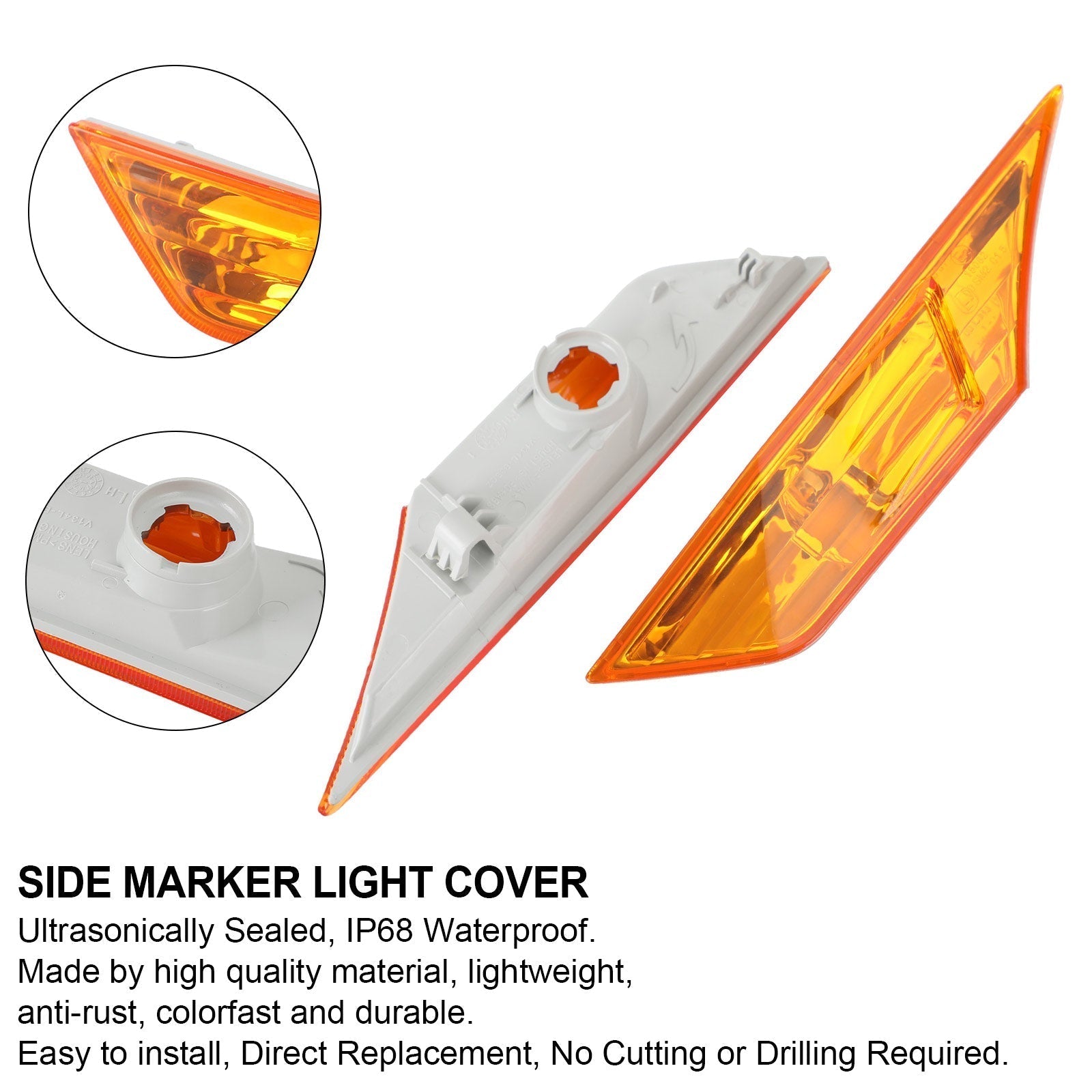 Side Marker Lamp Turn Signal Light Housing for Honda Civic 2016-2021 Amber