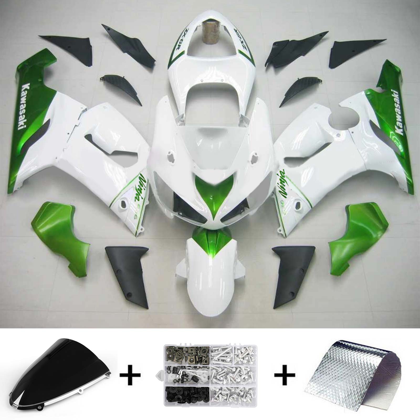 2005-2006 Kawasaki ZX6R 636 Amotopart Kit de carénage d'injection carrosserie plastique ABS #128