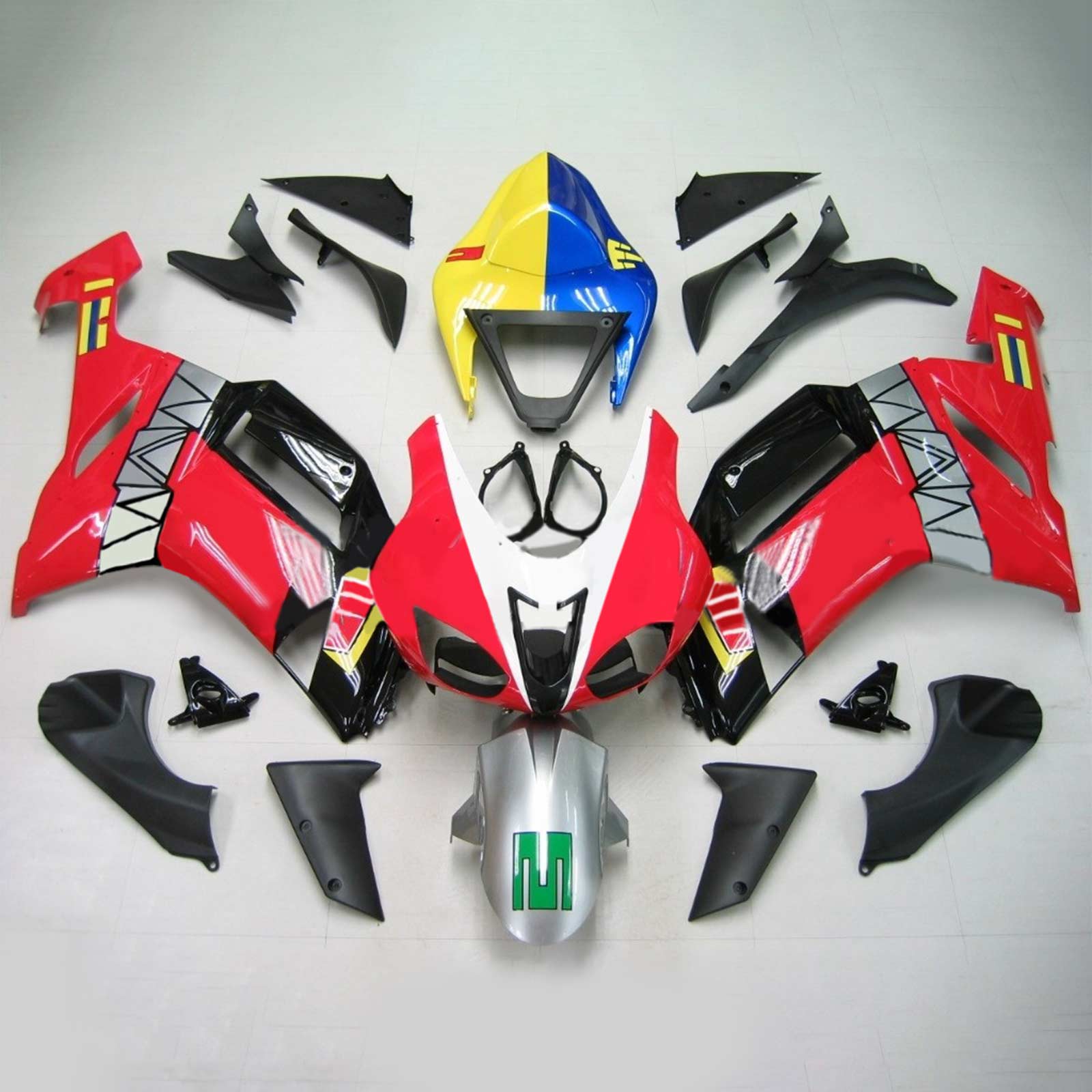 2007-2008 Kawasaki ZX6R 636 Kit de carenagem de injeção de AMOTOPT ABS PLÁSTICO DE PLÁSTICOS #135