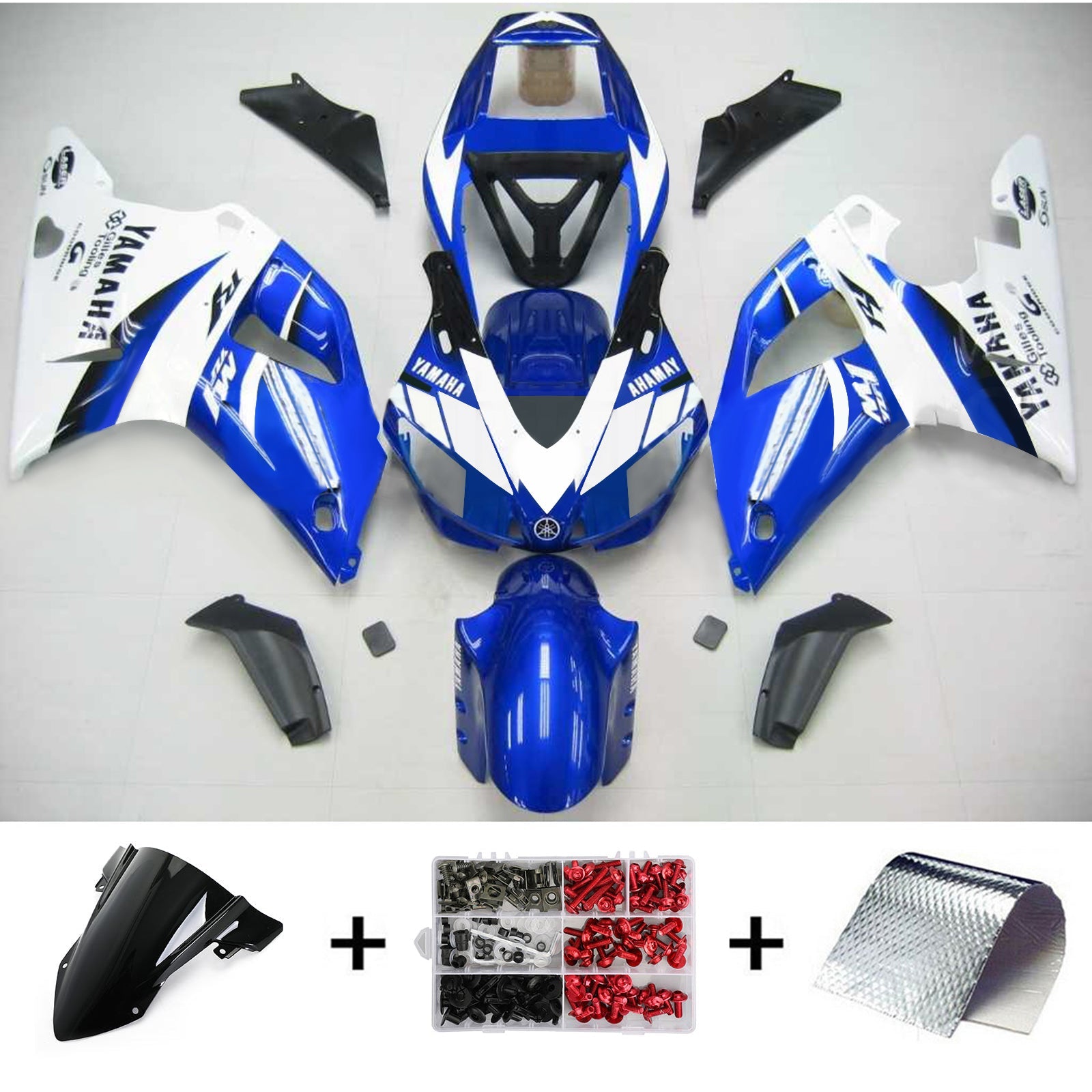 1998-1999 Yamaha YZF 1000 R1 Amotopart Kit de carénage d'injection carrosserie plastique ABS #101