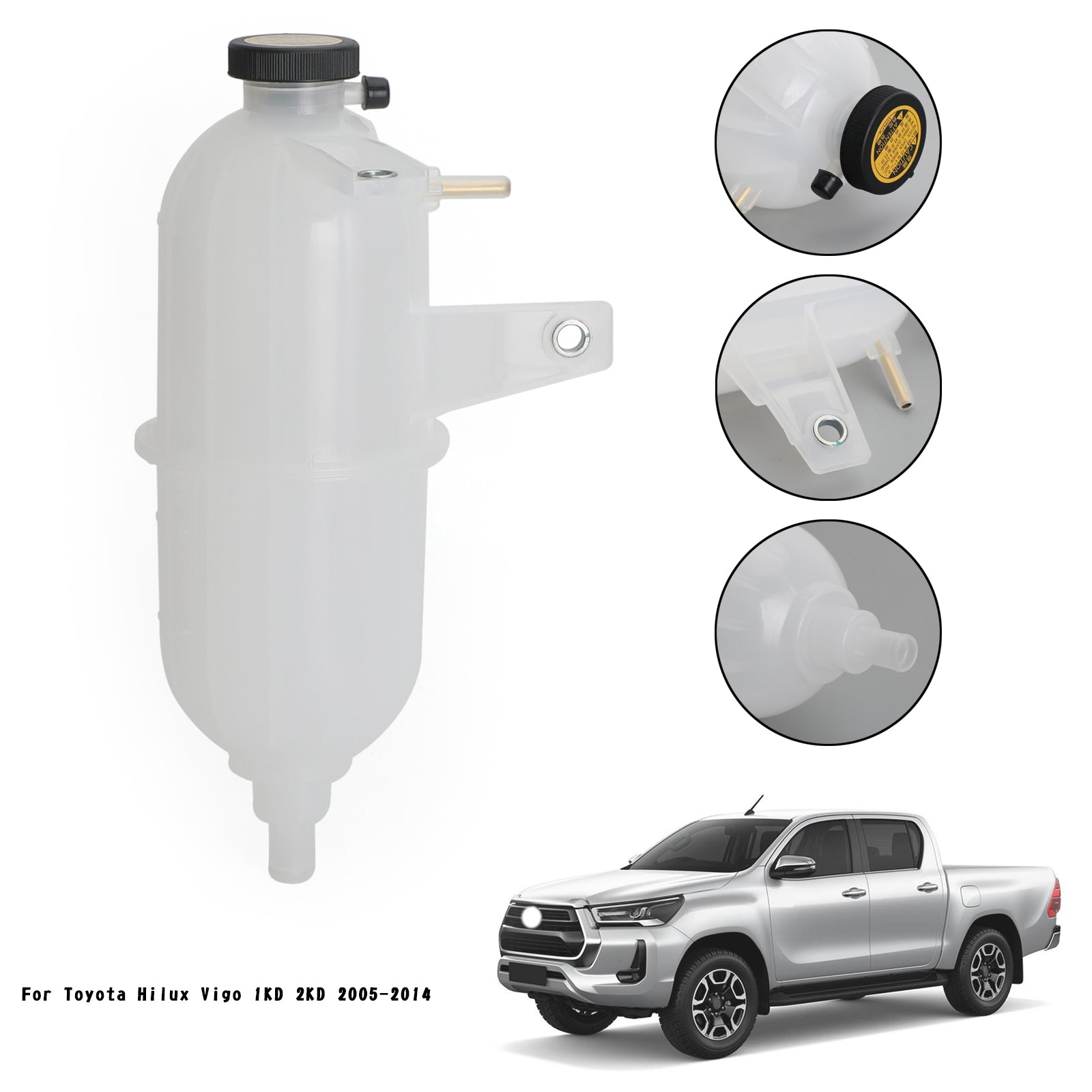 Bouteille de débordement de radiateur, réservoir de liquide de refroidissement, pour Toyota Hilux Vigo 2KD 2005 – 14 Pickup générique