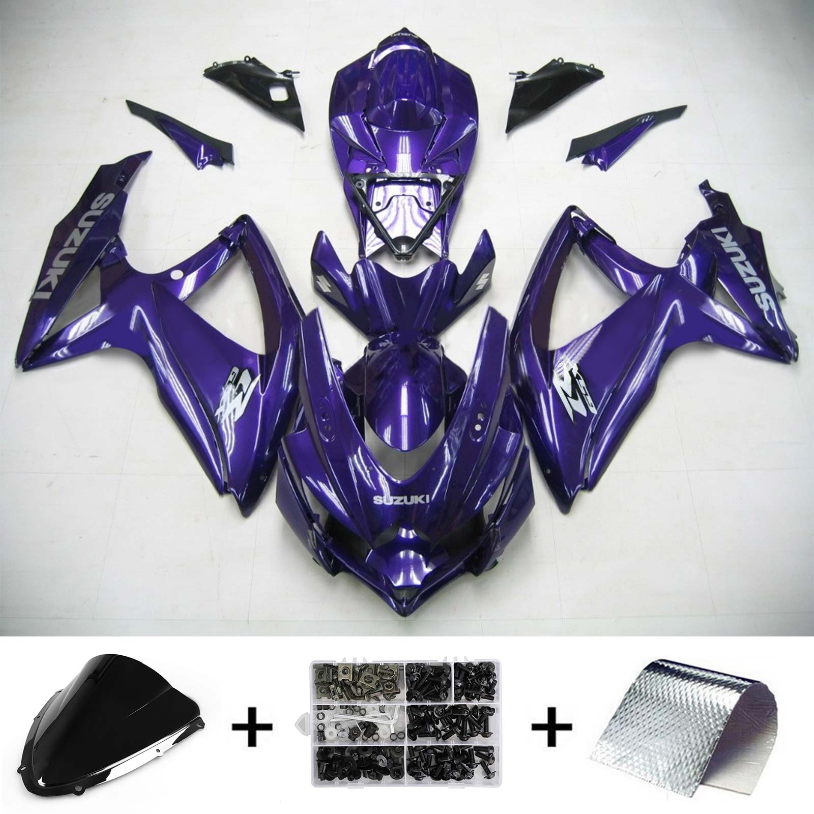 2008-2010 Suzuki GSXR 600/750 K8 Amotopart Kit de carénage d'injection carrosserie plastique ABS #109