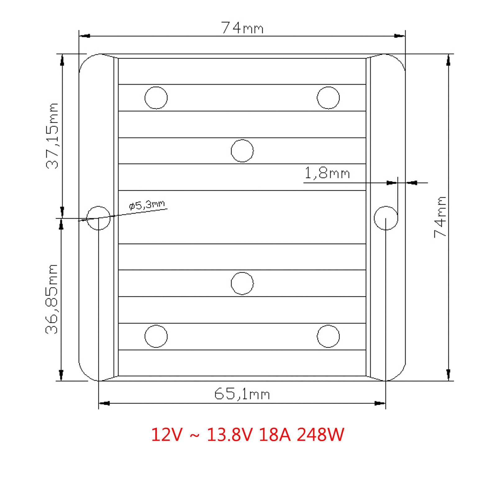 Régulateur de convertisseur d'alimentation élévateur étanche DC 12V à 13.8V 18A 248W