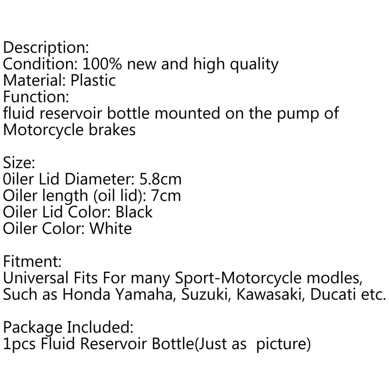 Universal Motorcycle Front Brake Fluid Bottle Master Cylinder Oil Reservoir Cup