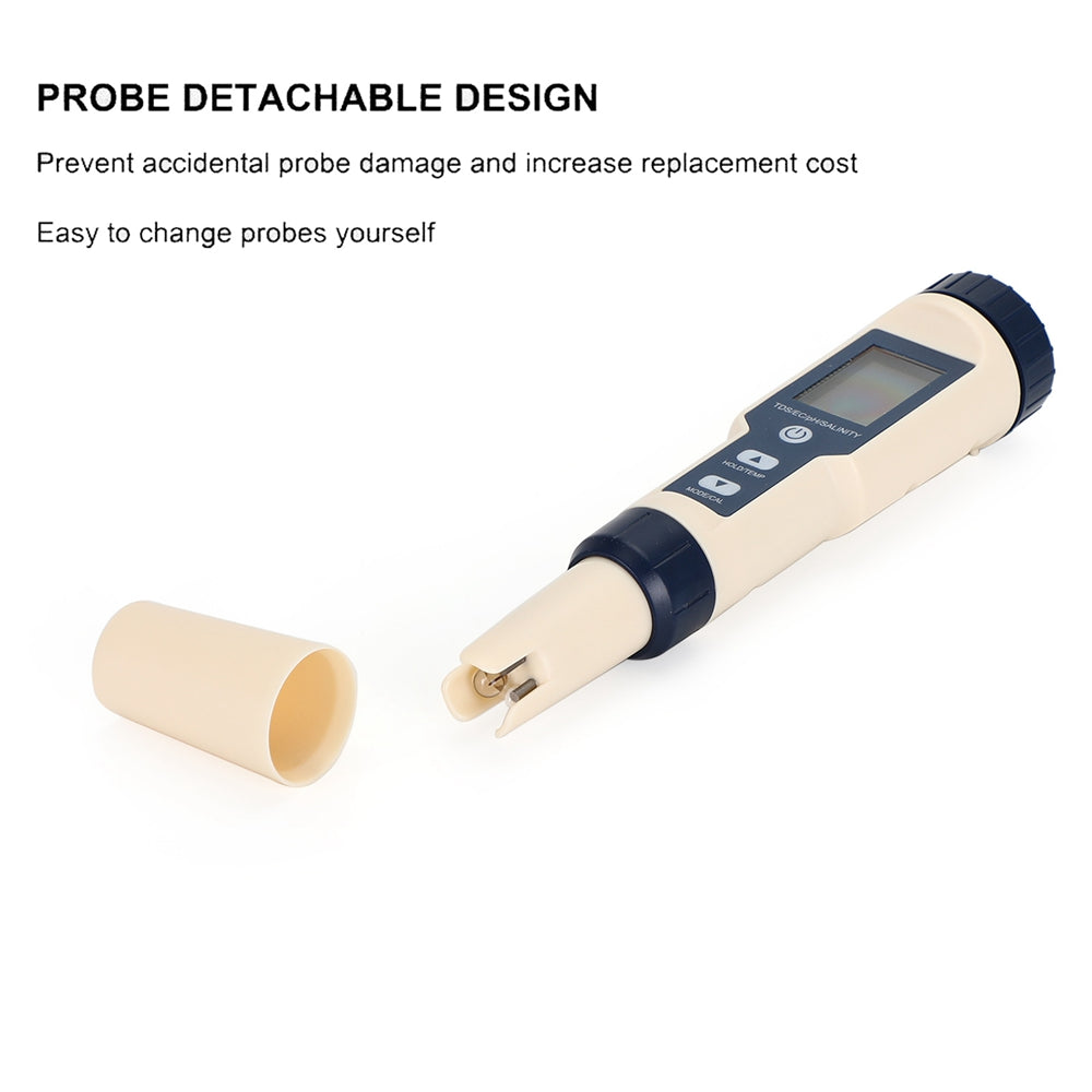 Testeur numérique de qualité de l'eau 5 en 1 PH/TDS/EC/salinité/température, outil de Test