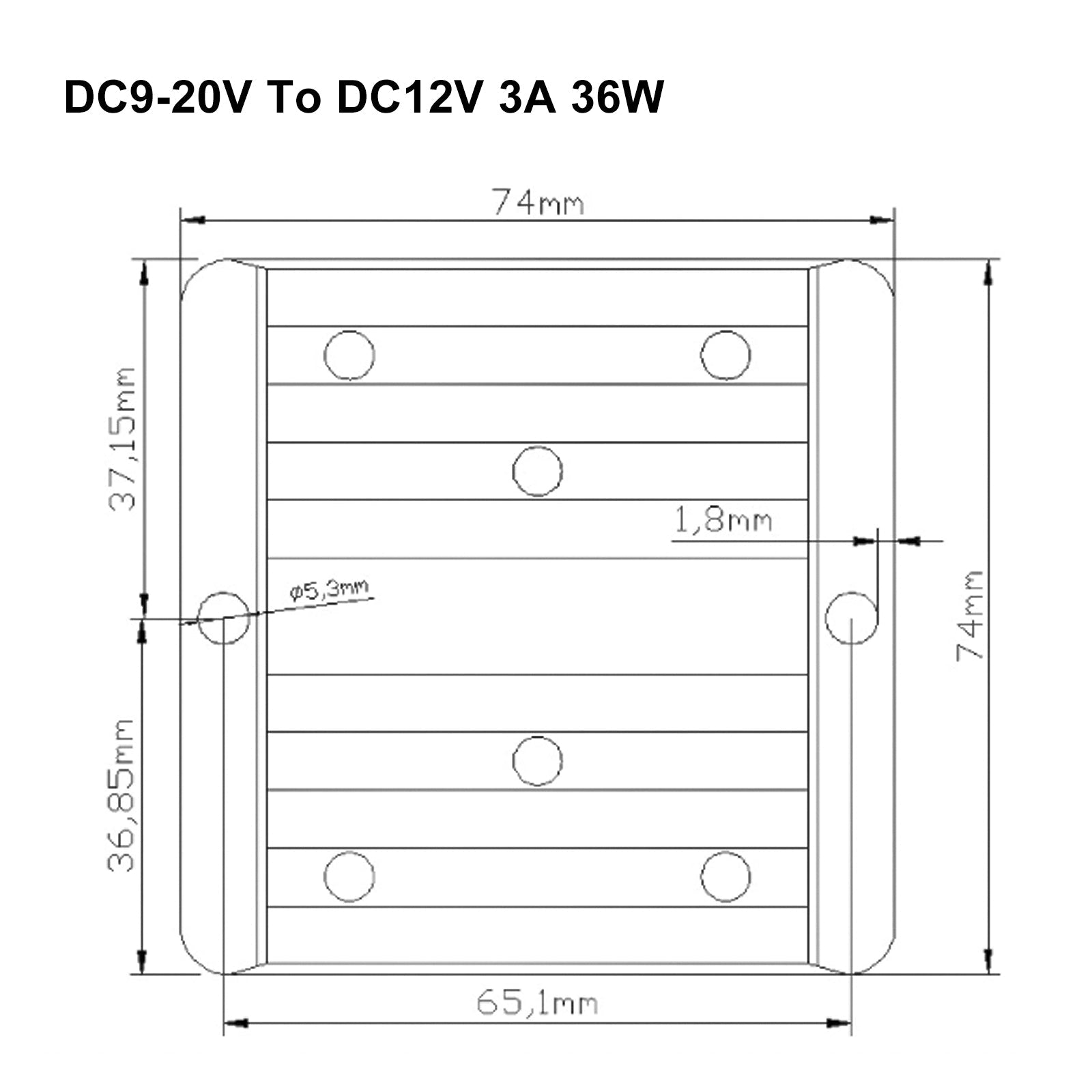 Waterdichte DC 9V-20V naar DC 12V 3A spanningsstabilisator autovoedingsregelaar