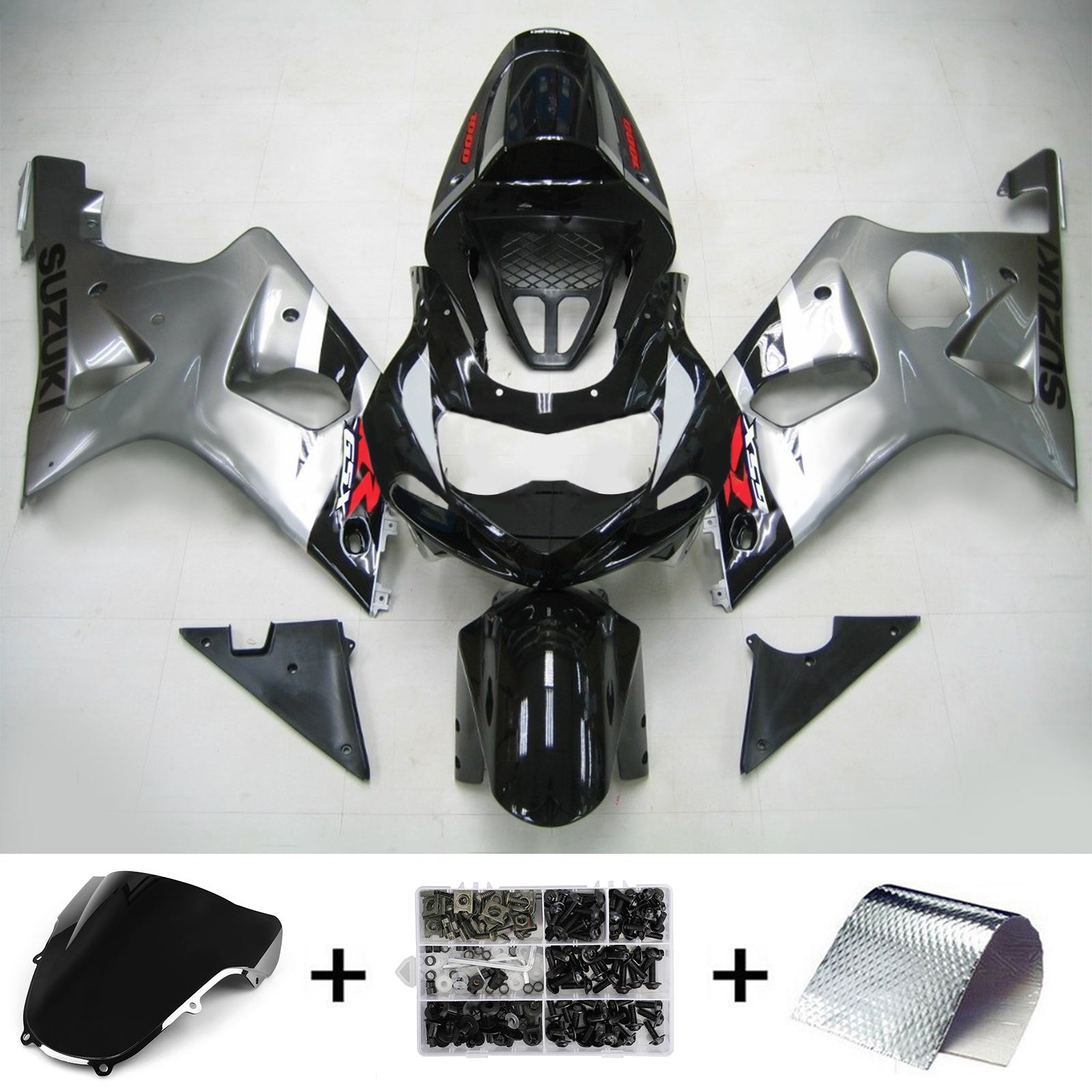 2000-2002 Suzuki GSXR1000 K1 K2 Amotopart Kit de carenado de inyección Carrocería Plástico ABS # 102