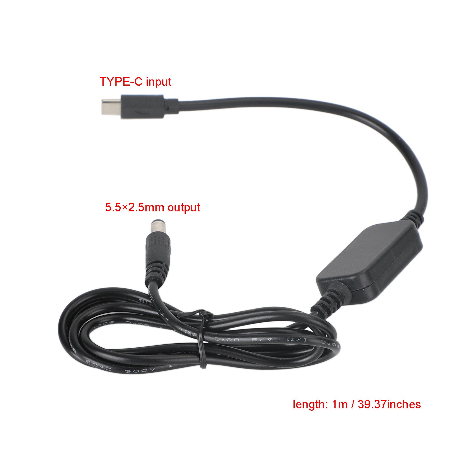 USB Type-C naar 12V DC 5,5 mm * 2,5 mm adapterkabel 1 m 39,37 inch PD-oplaadsnoer