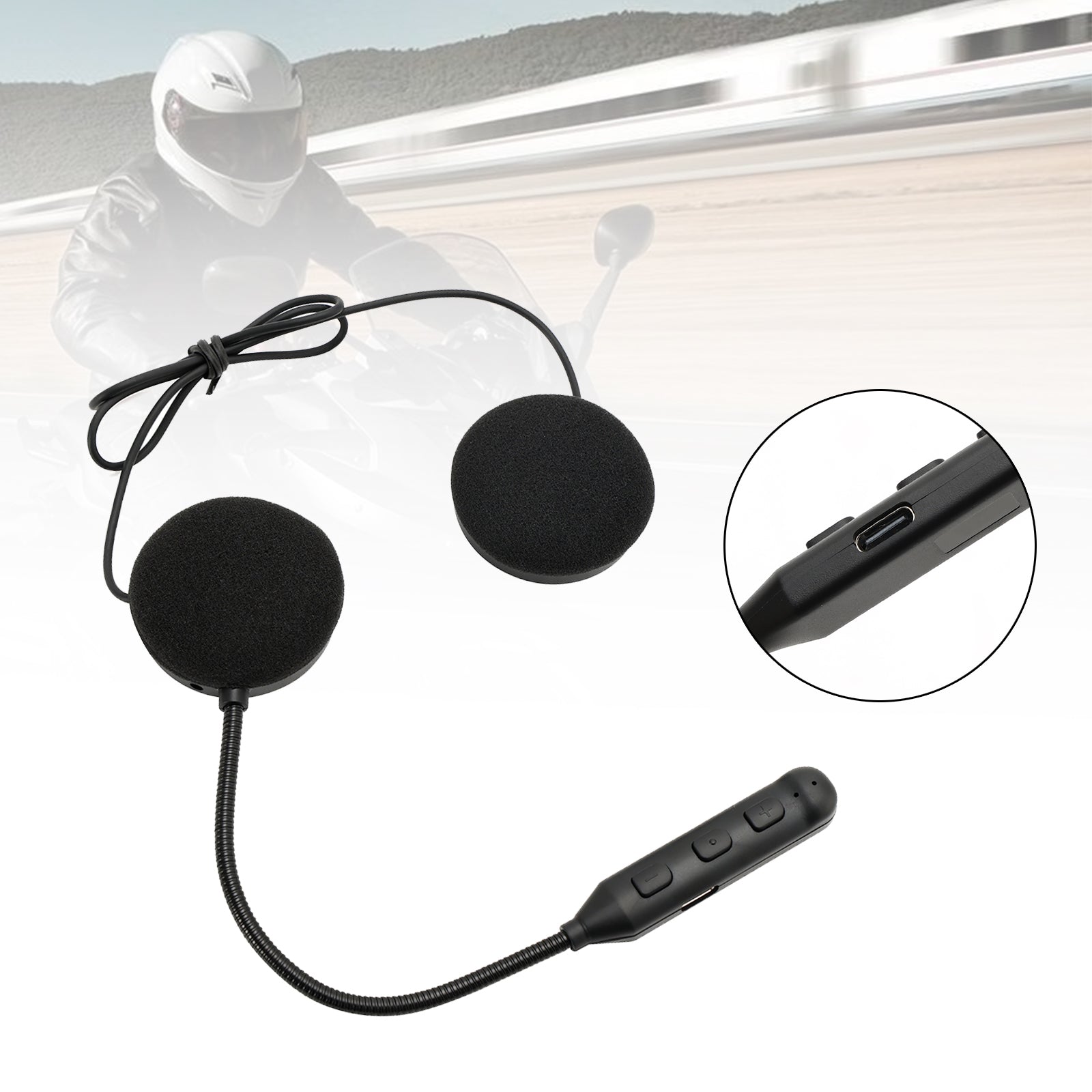 Universal Speaker Player Helmet Bluetooth Earphone Headset Black For Motorcycle